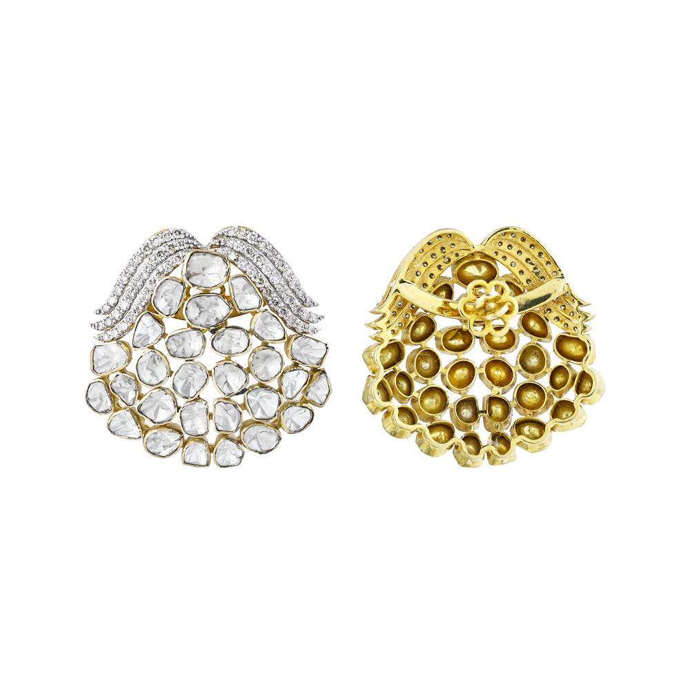 Polki Statement Earrings with Diamond Waves