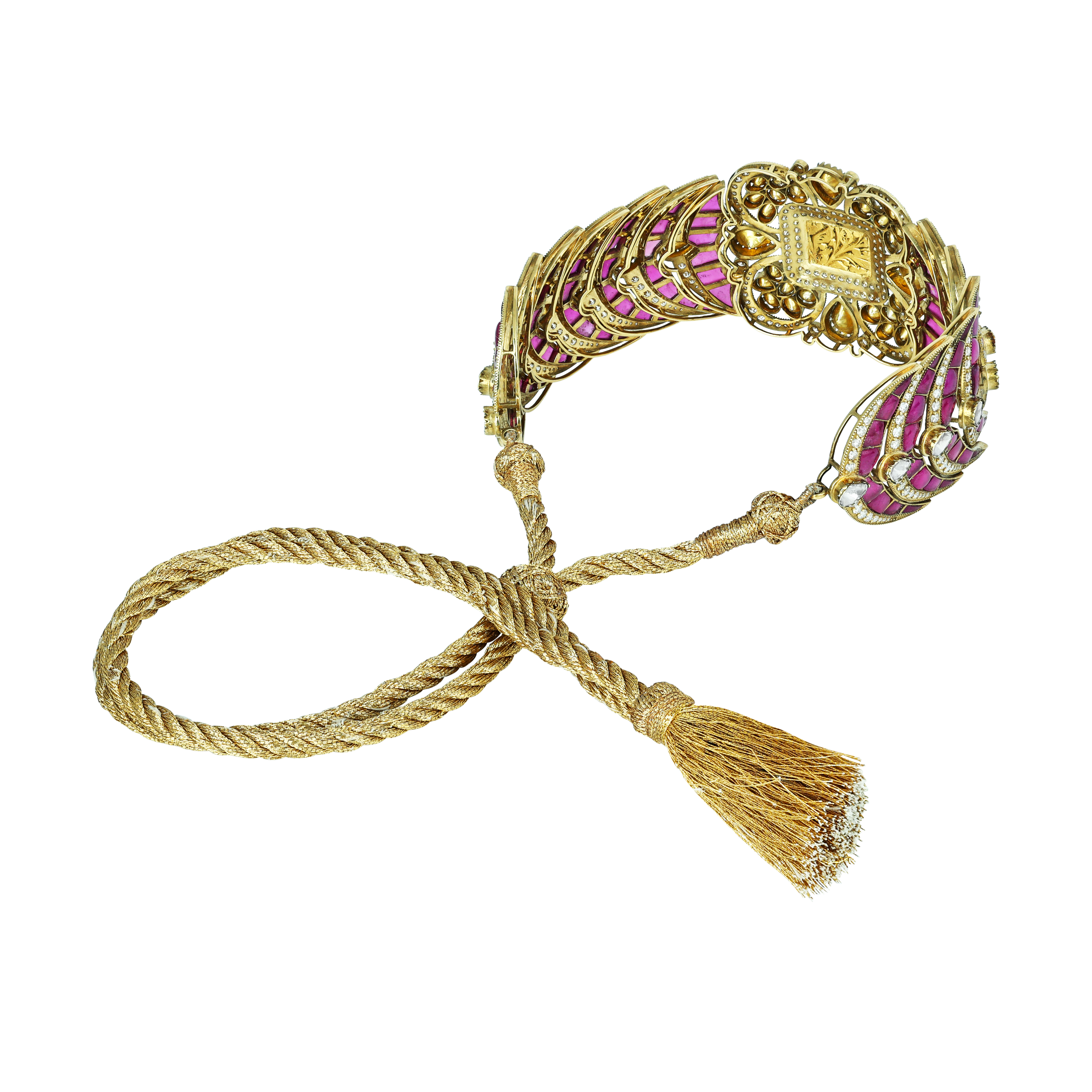 Emerald Ruby Antique Choker with Polki Open Setting