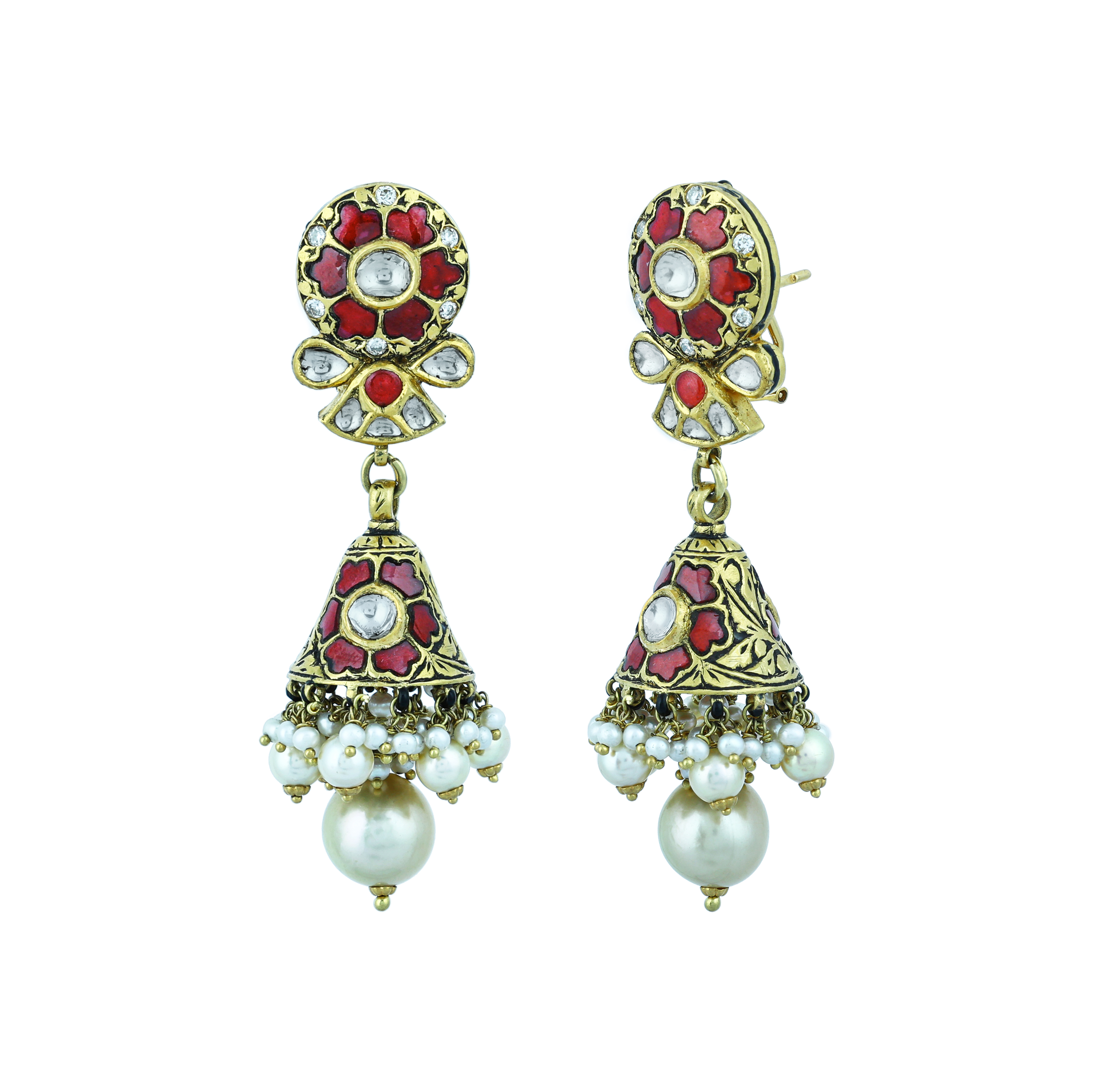 Red Talaf and Pearl Necklace Set with Partash work