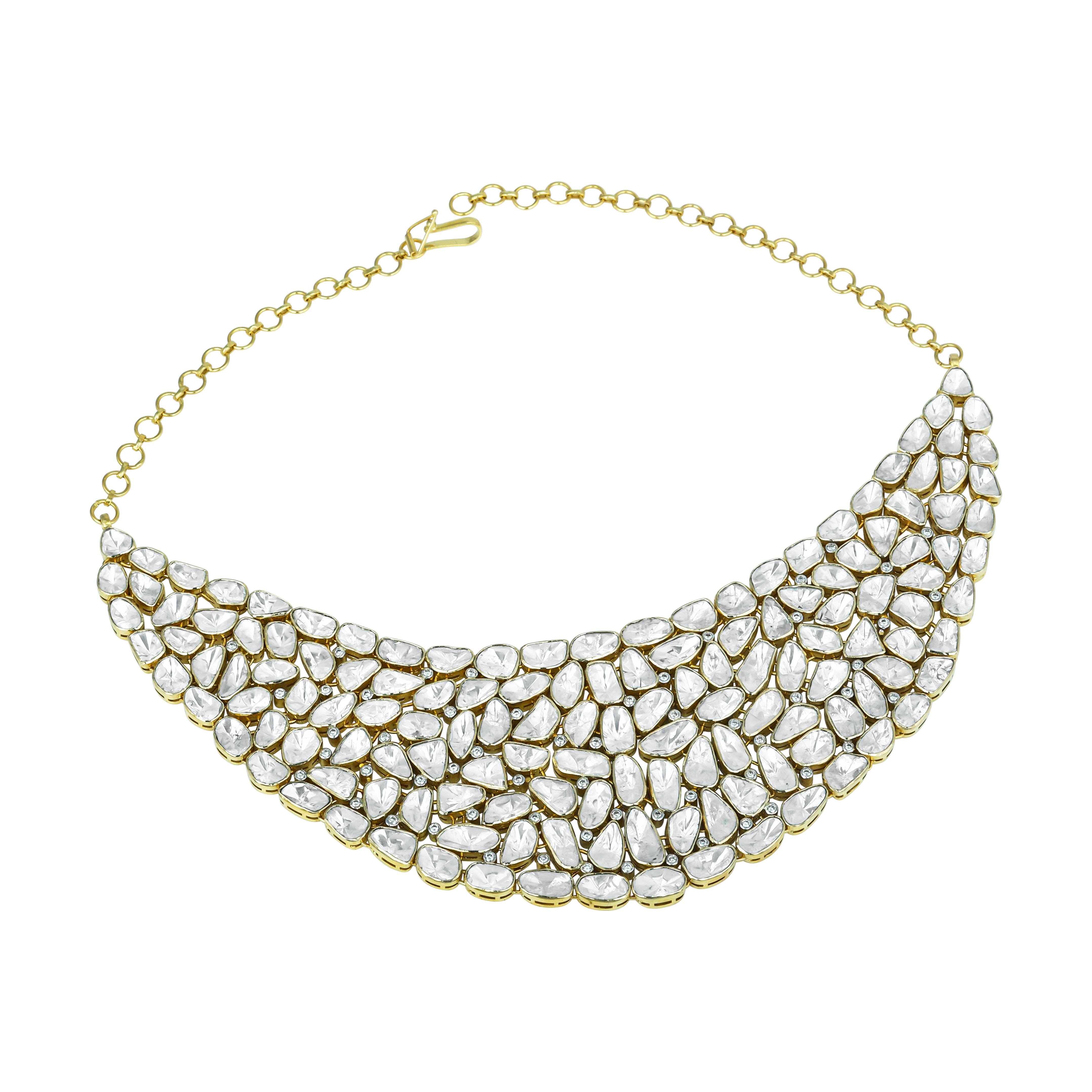 Open Polki Collar Necklace with Adjustable Back Chain