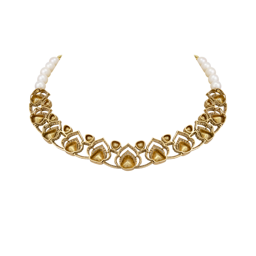 Layered Uncut Polki Necklace with Antique Detailing