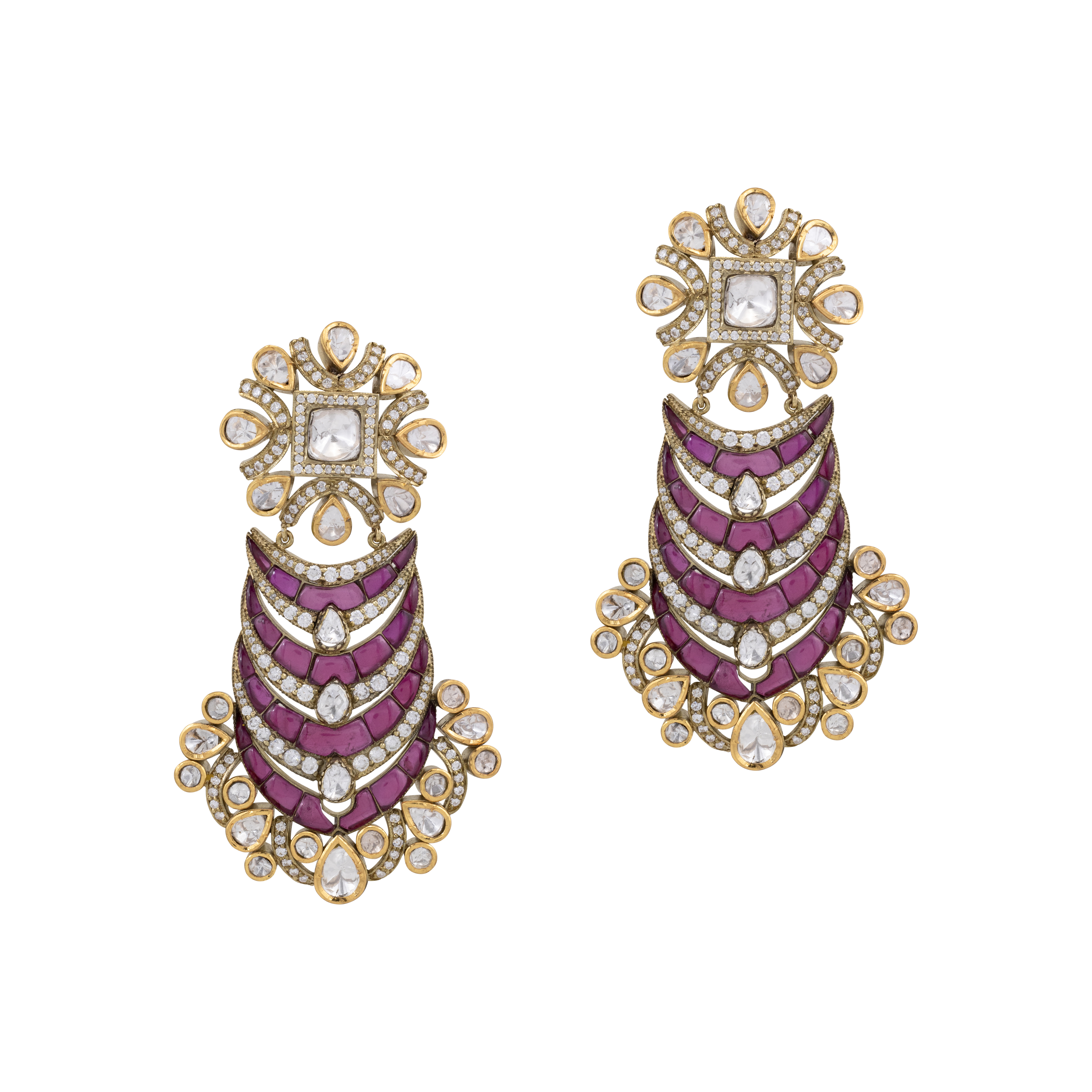 Layered Ruby Earring with Fusion Touch