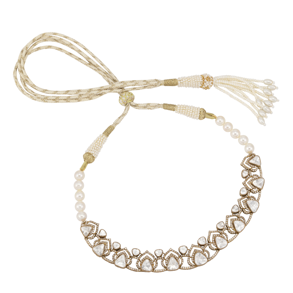 Layered Uncut Polki Necklace with Antique Detailing