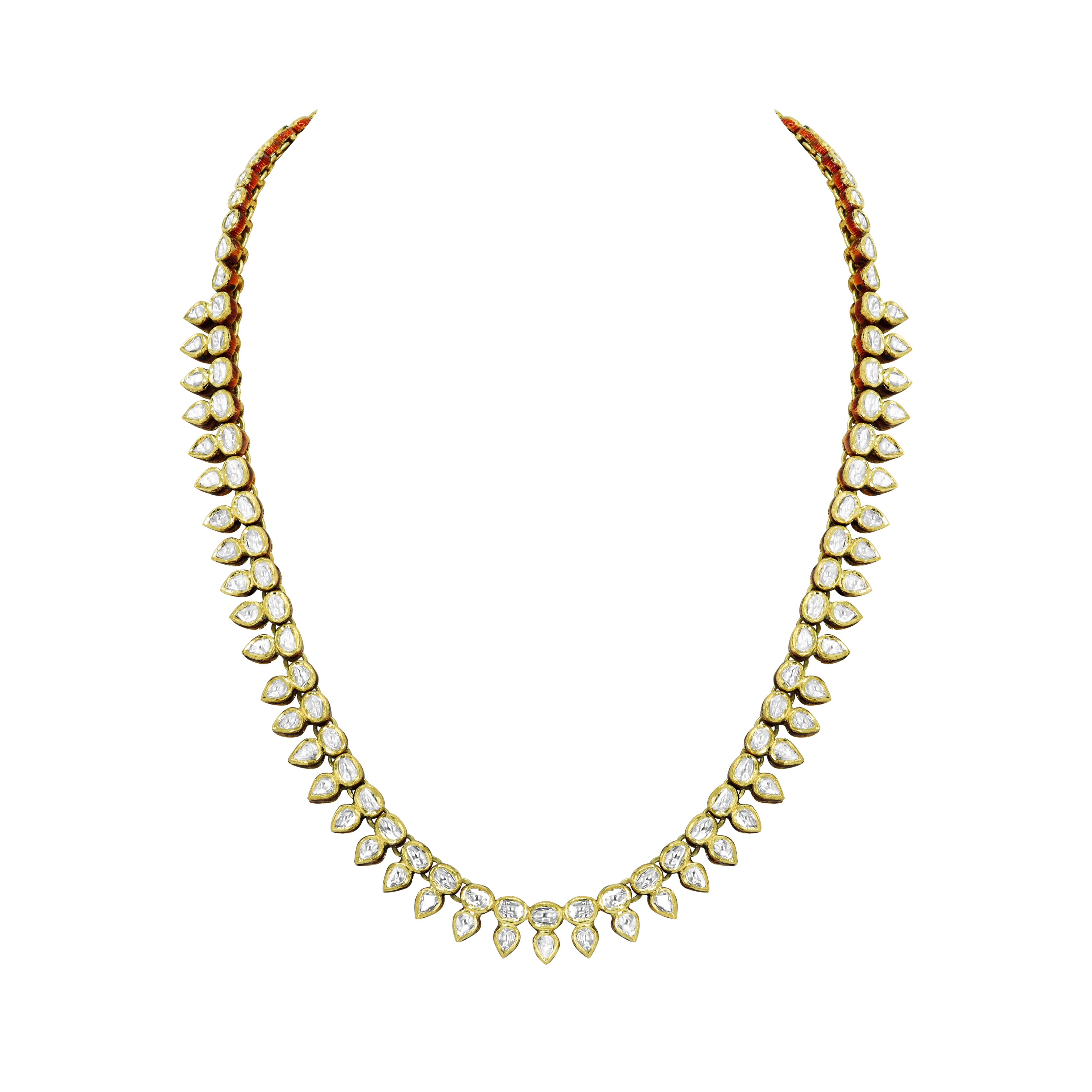 Single-Row Polki Necklace with Pear and Round Polkis