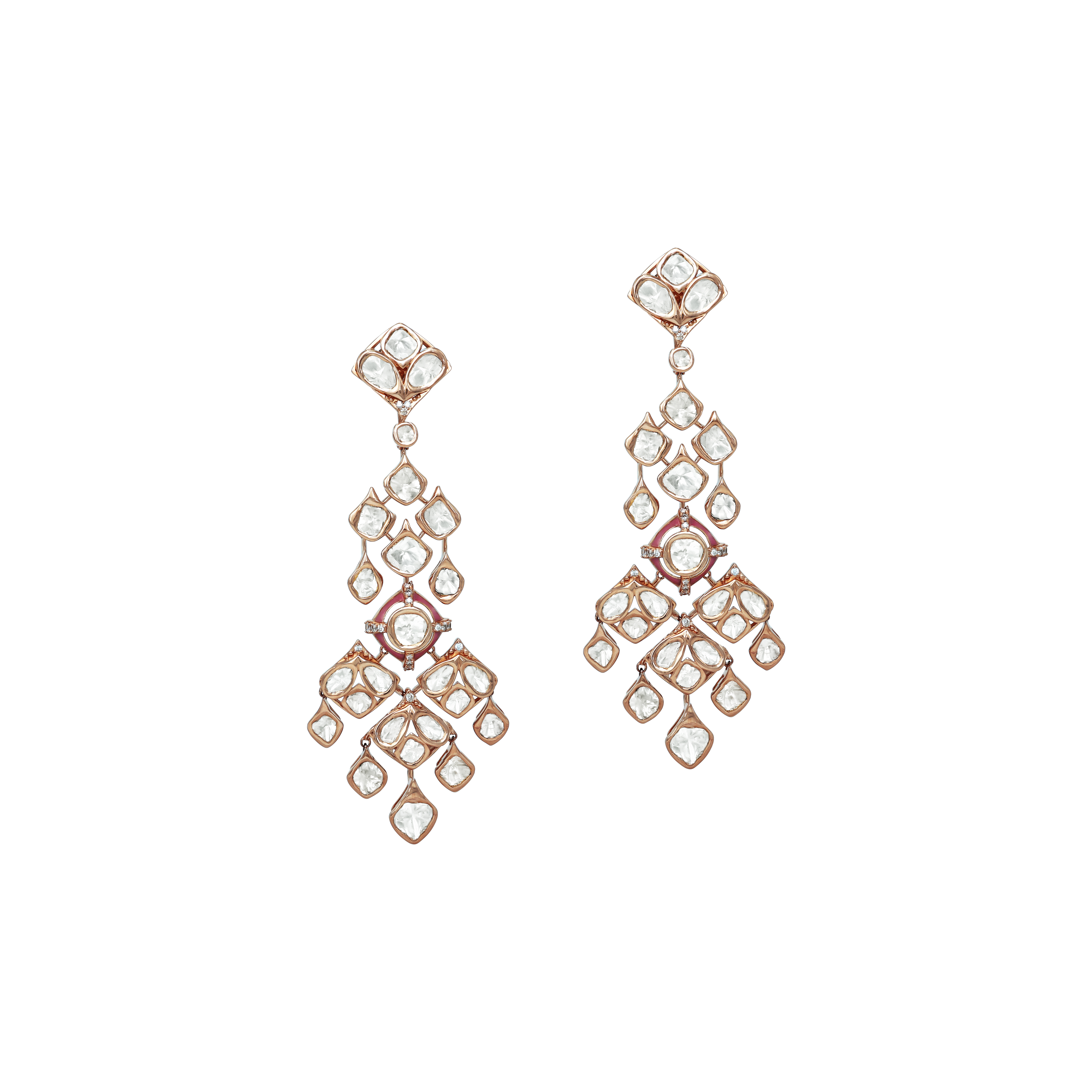 Polki Necklace Set with Pink Enamel Intricate work