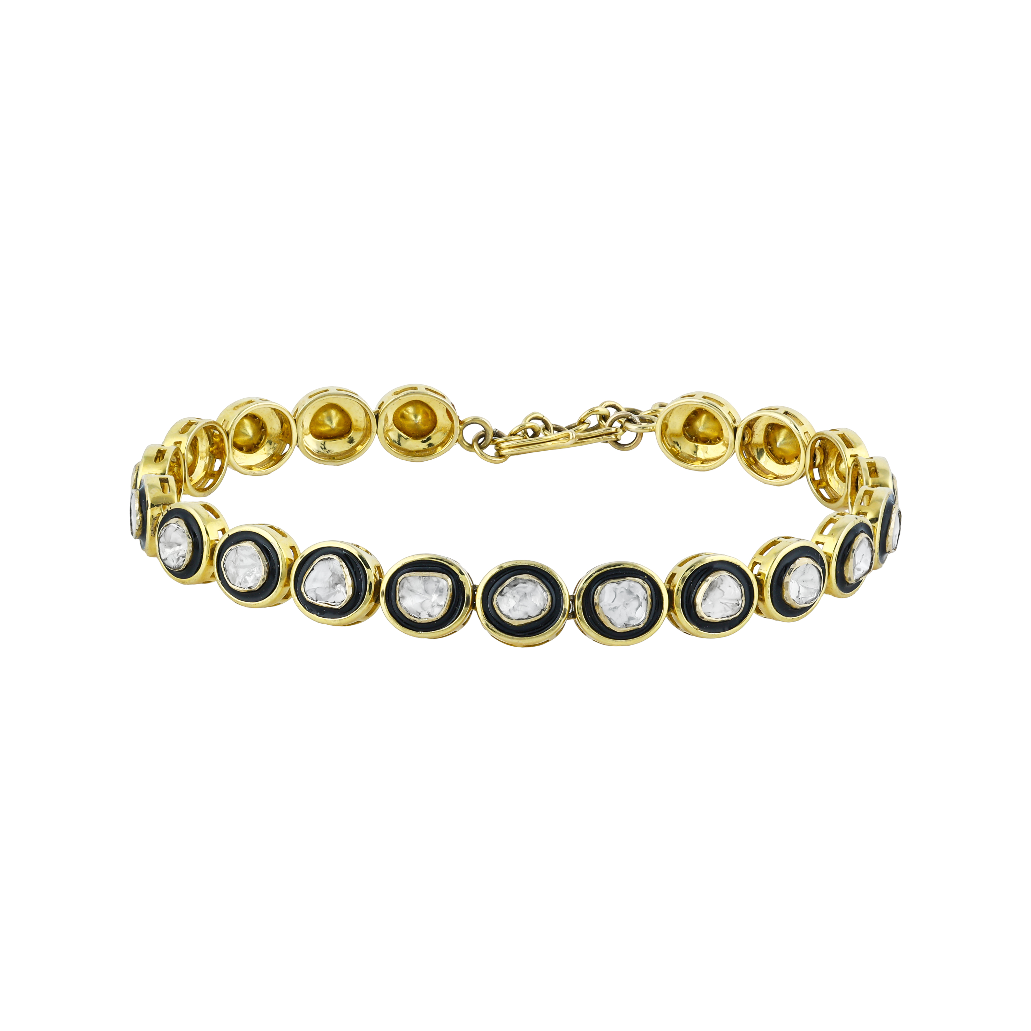 Polki Bracelet with Black Enamel Border