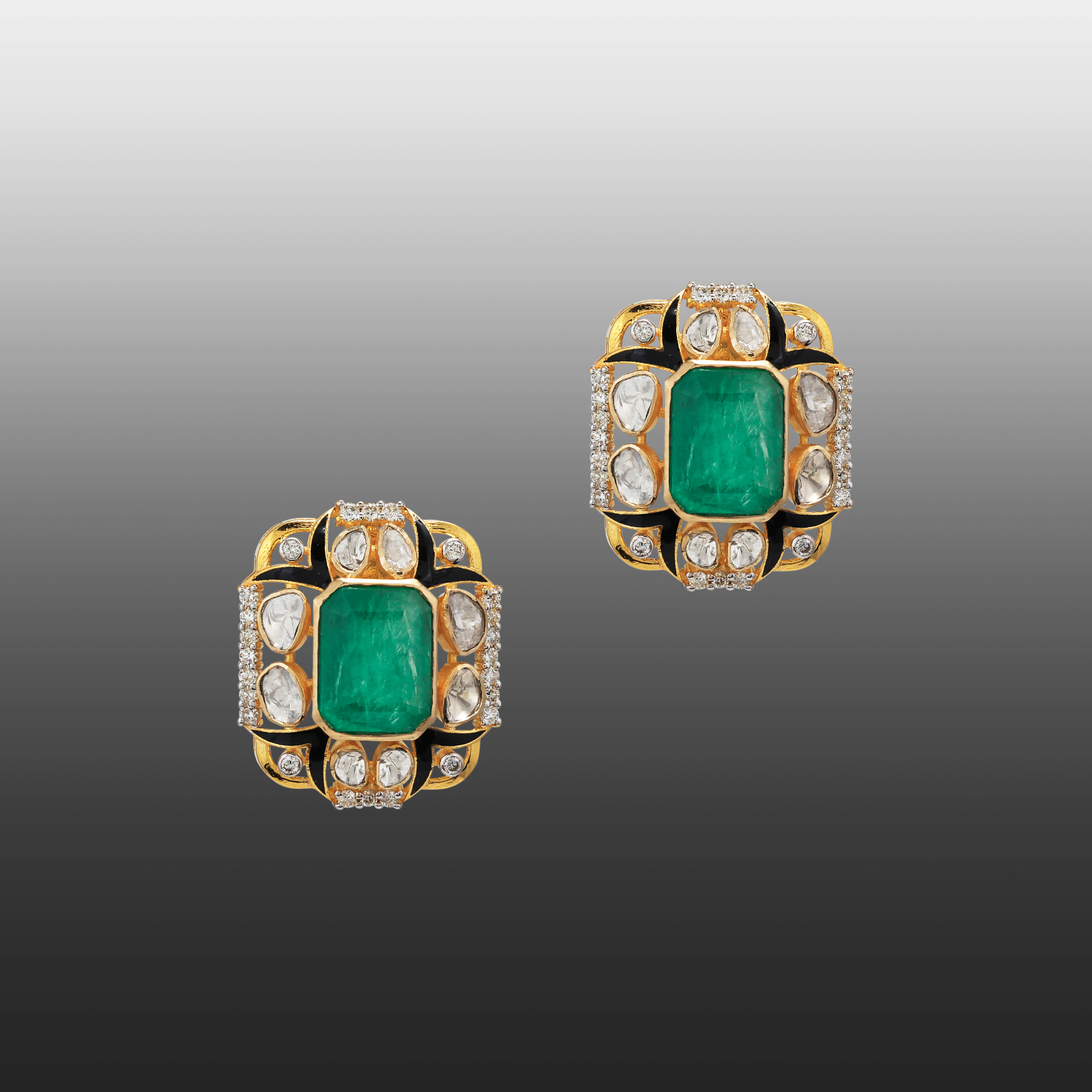 Emerald with Black Enamel Fusion Necklace