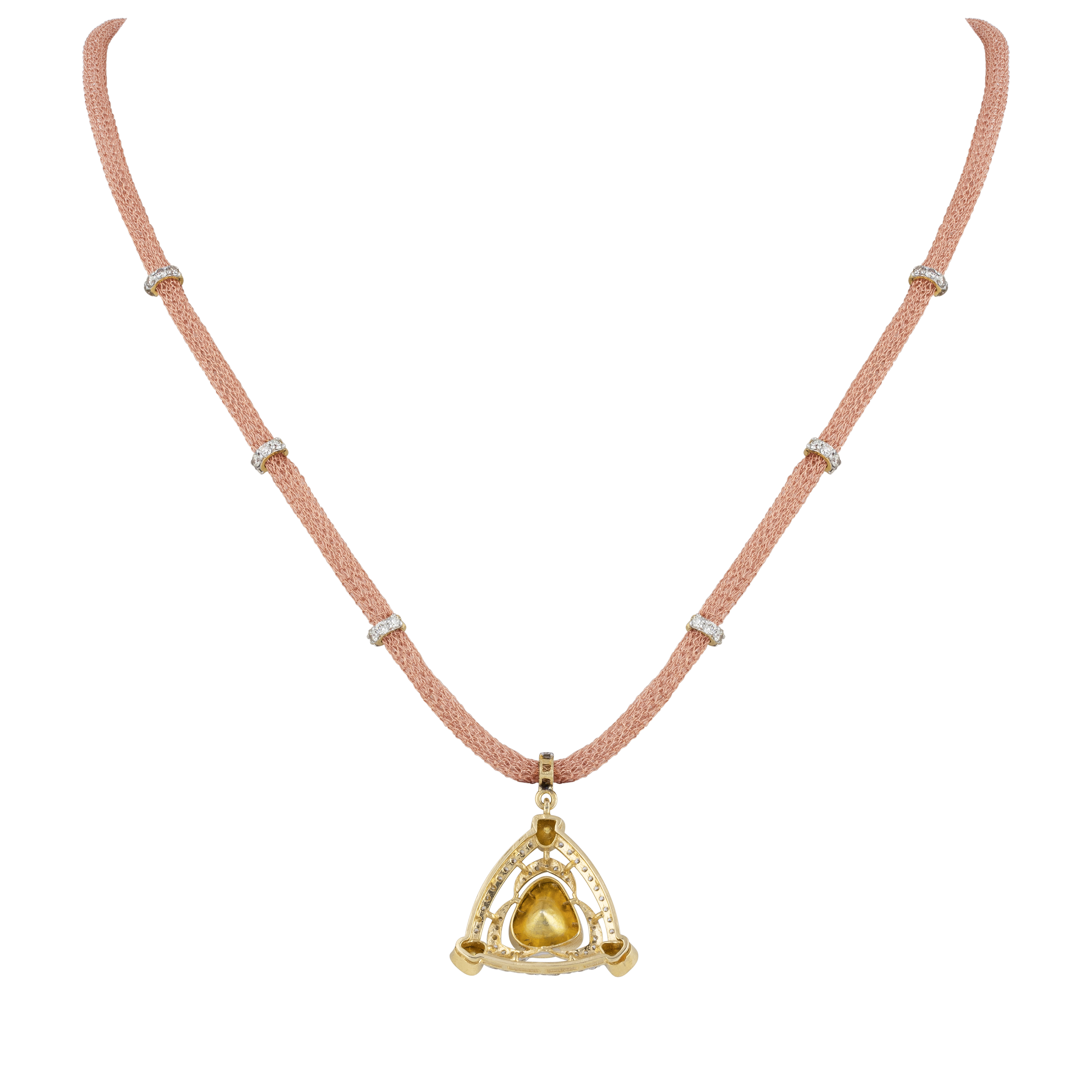 Diamond Polki Triangular Pendant with Rose Gold String