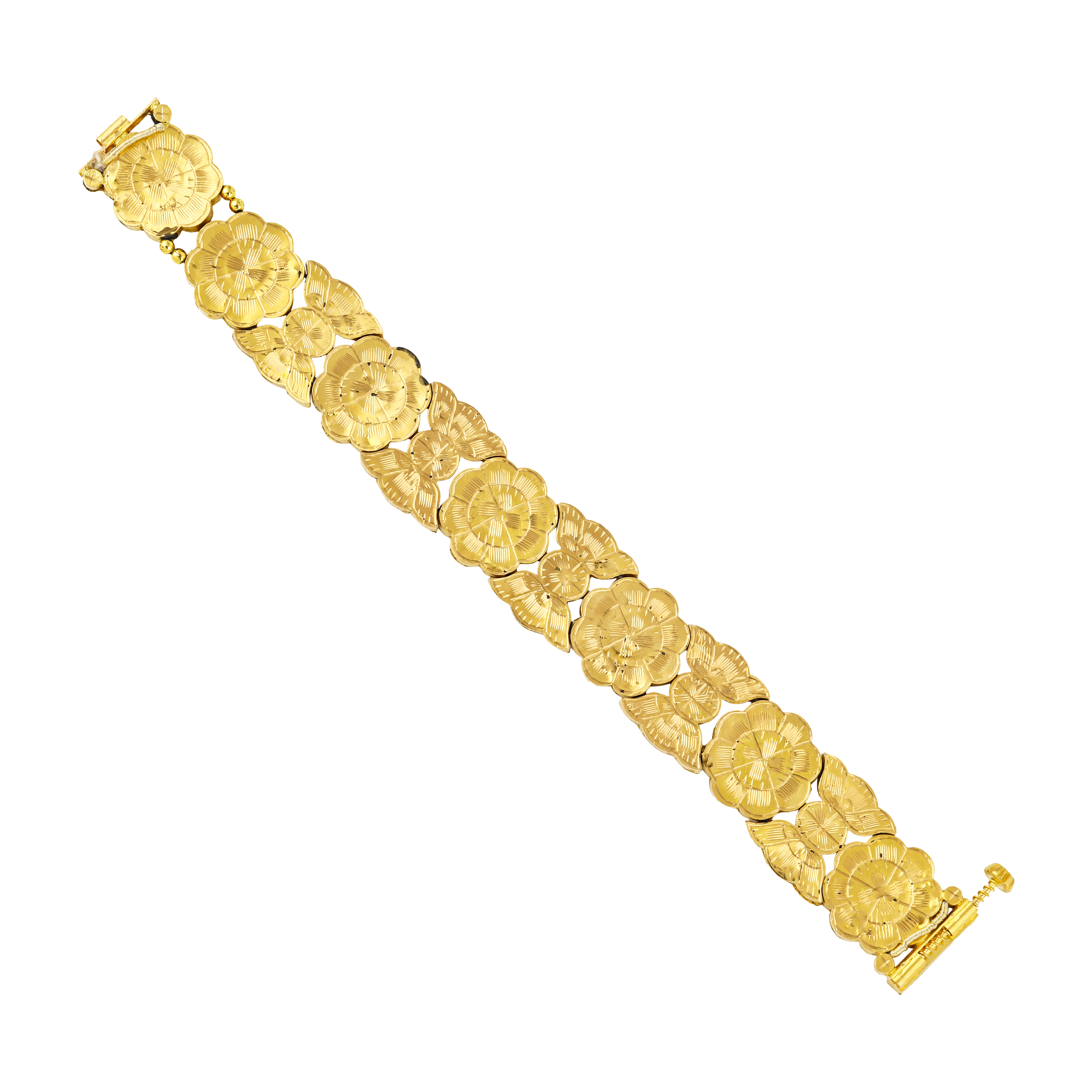 Floral Polki Bracelet with Intricate Diamond Patterns