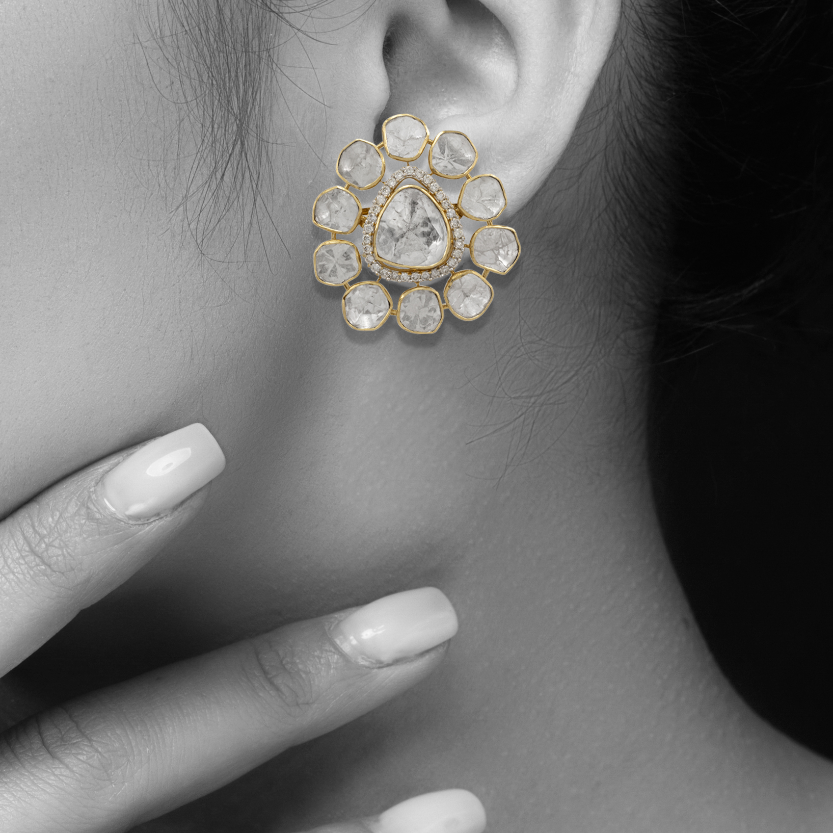 Modern Polki Diamond Studs with Timeless Appeal