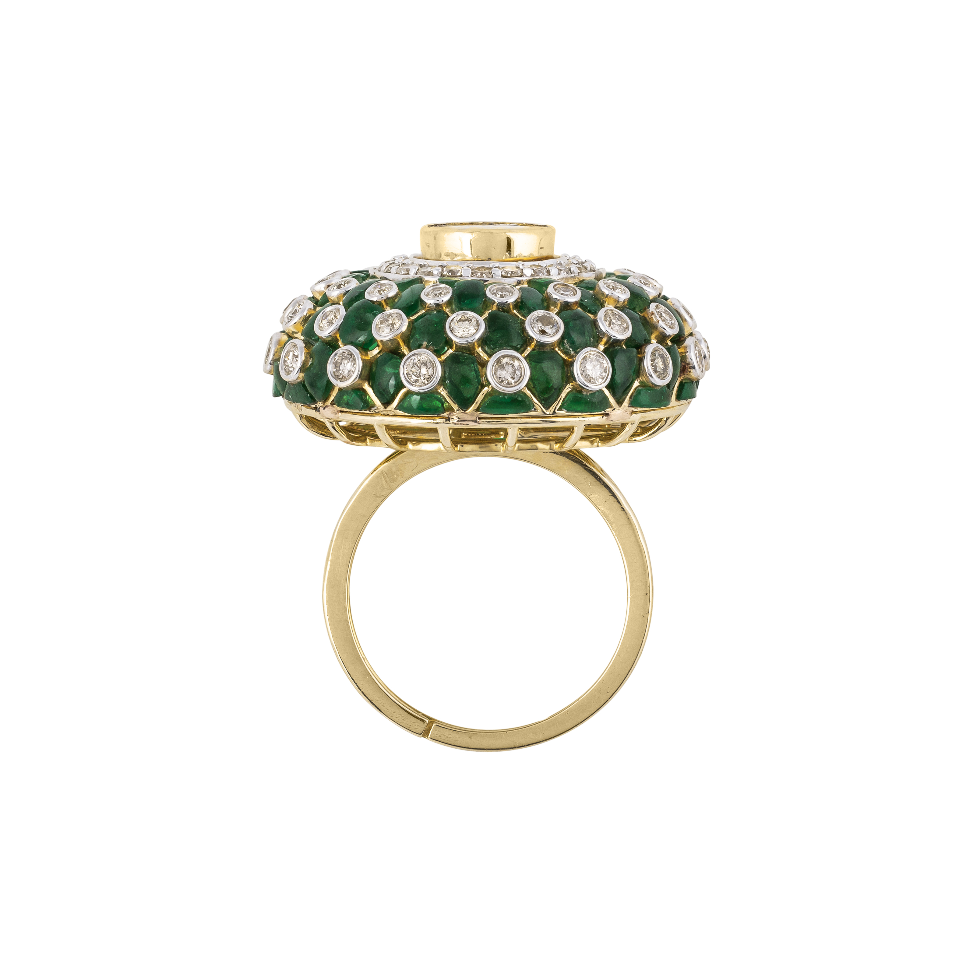 Statement Ring with Polki, Green Talaf and Diamonds