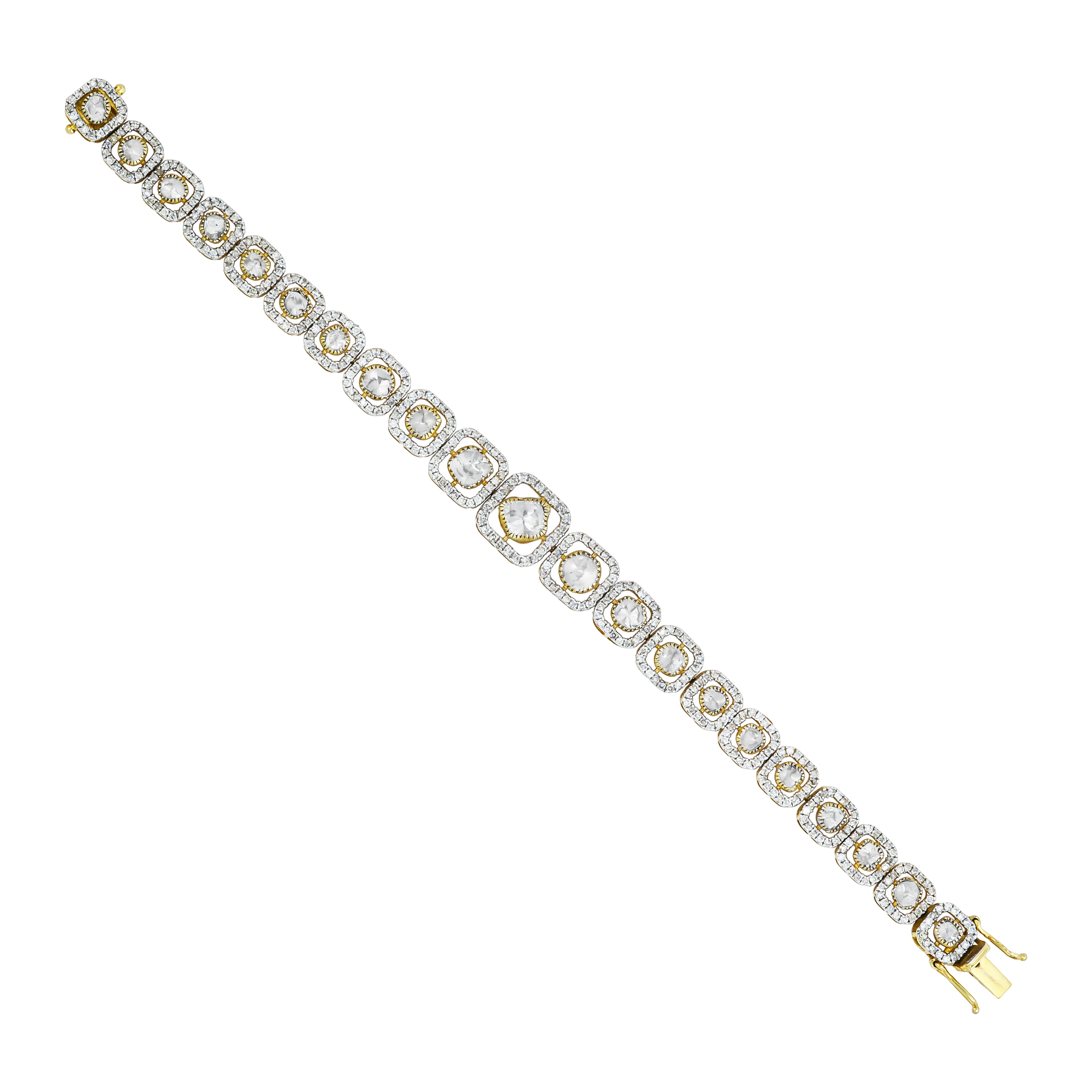 Graduated Polki Bracelet with Diamond Frame