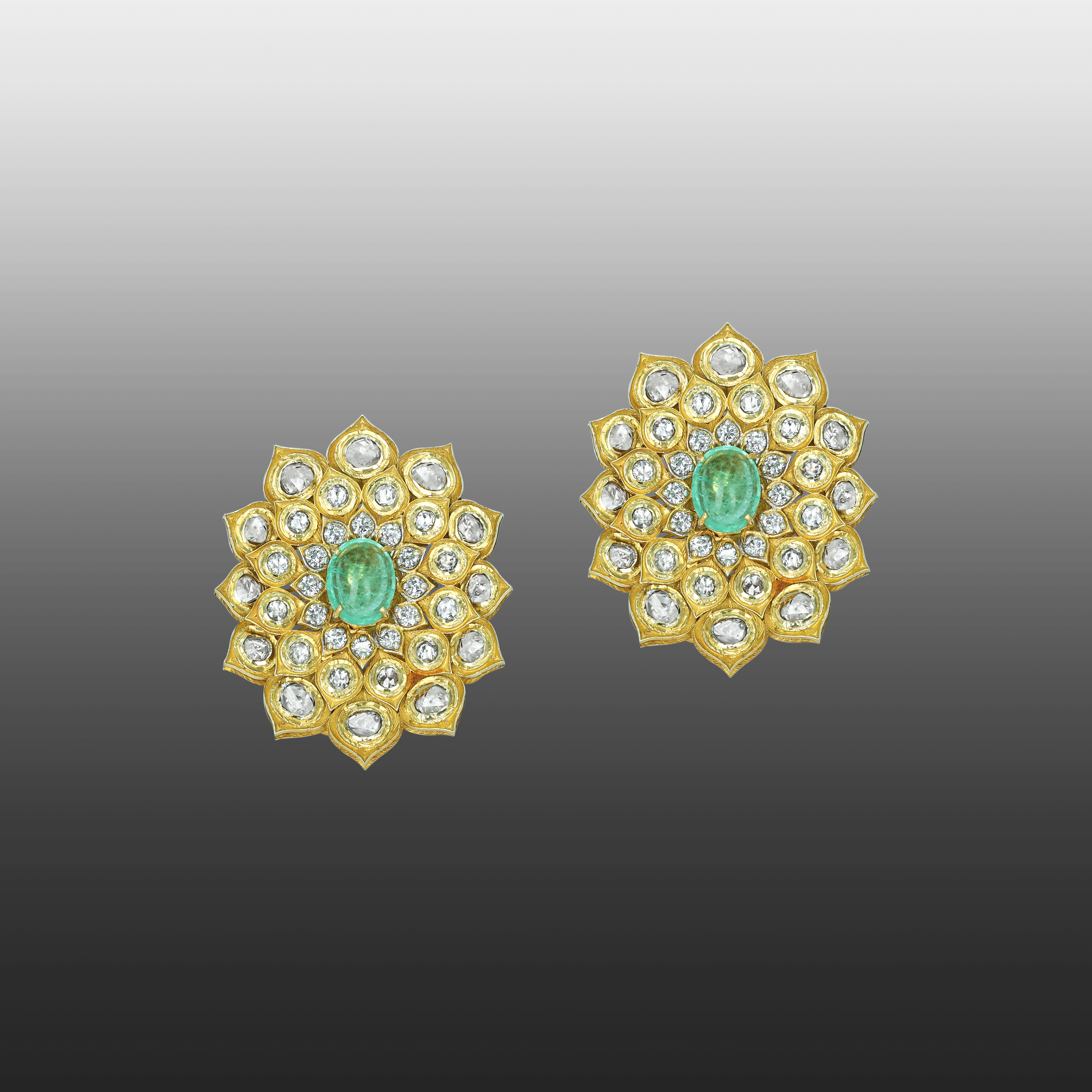 Polki Choker Set with Emerald Floral Motif and Drops