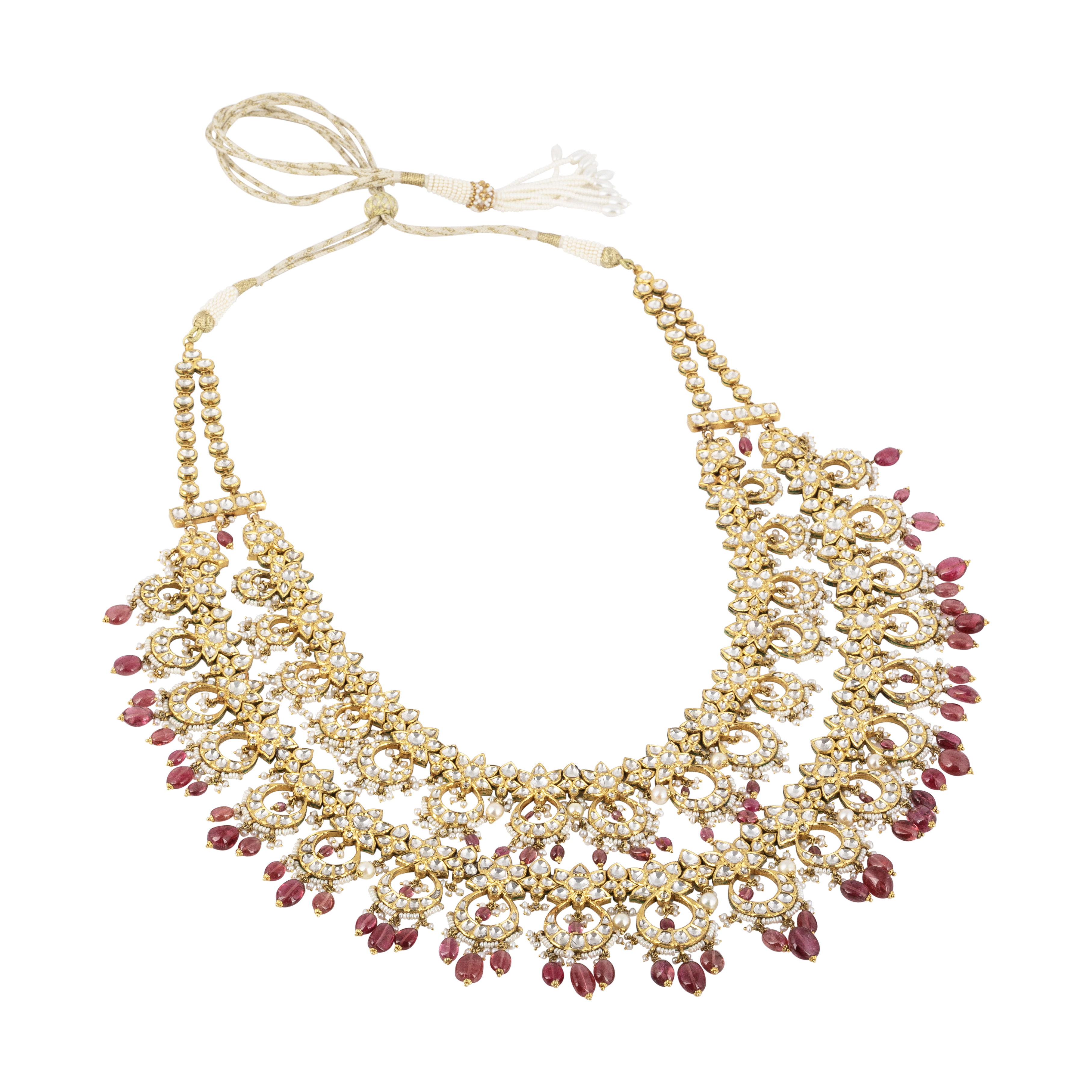 Luxury Multi-Layered Necklace with Polkis & Tourmaline