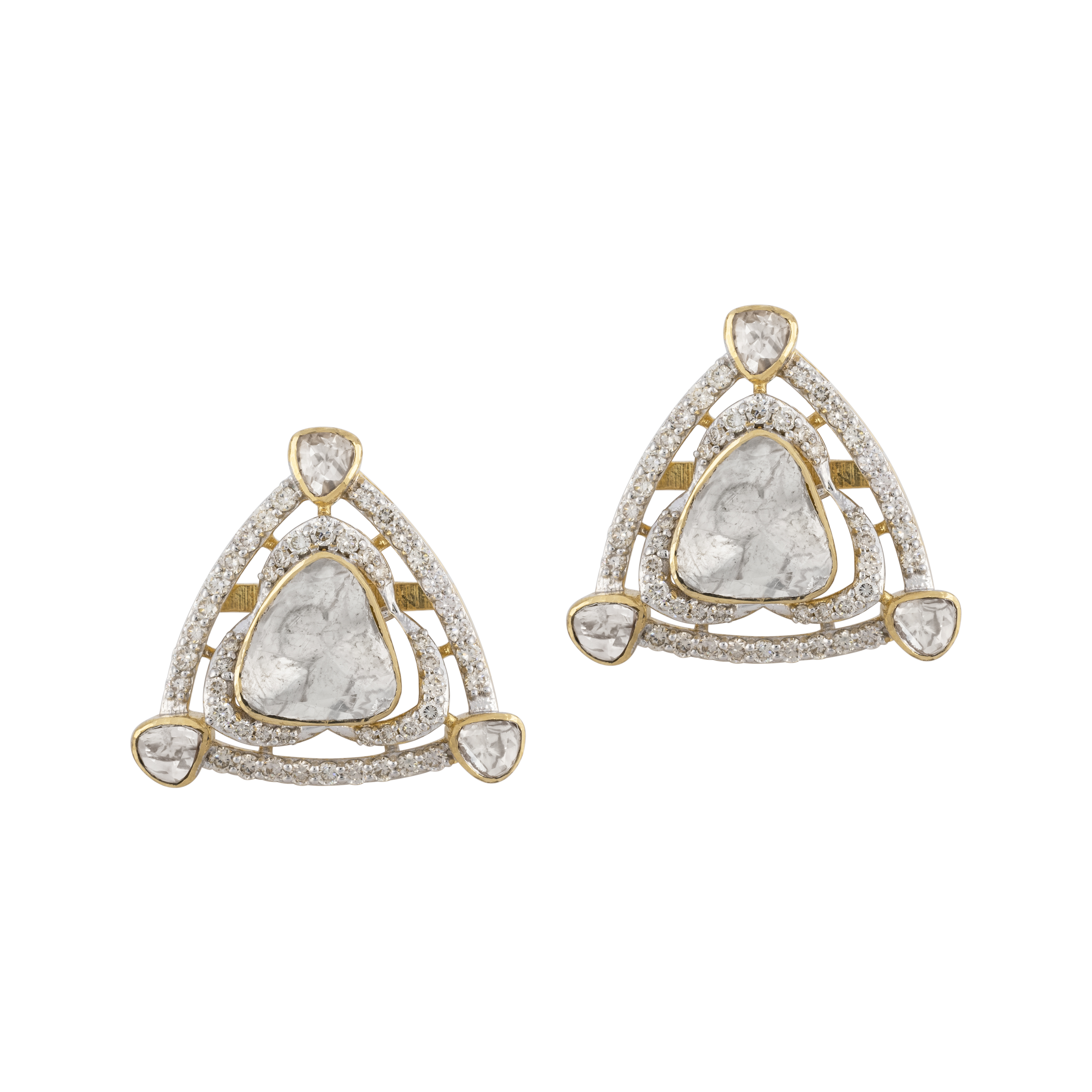 Diamond Polki Triangular Earrings