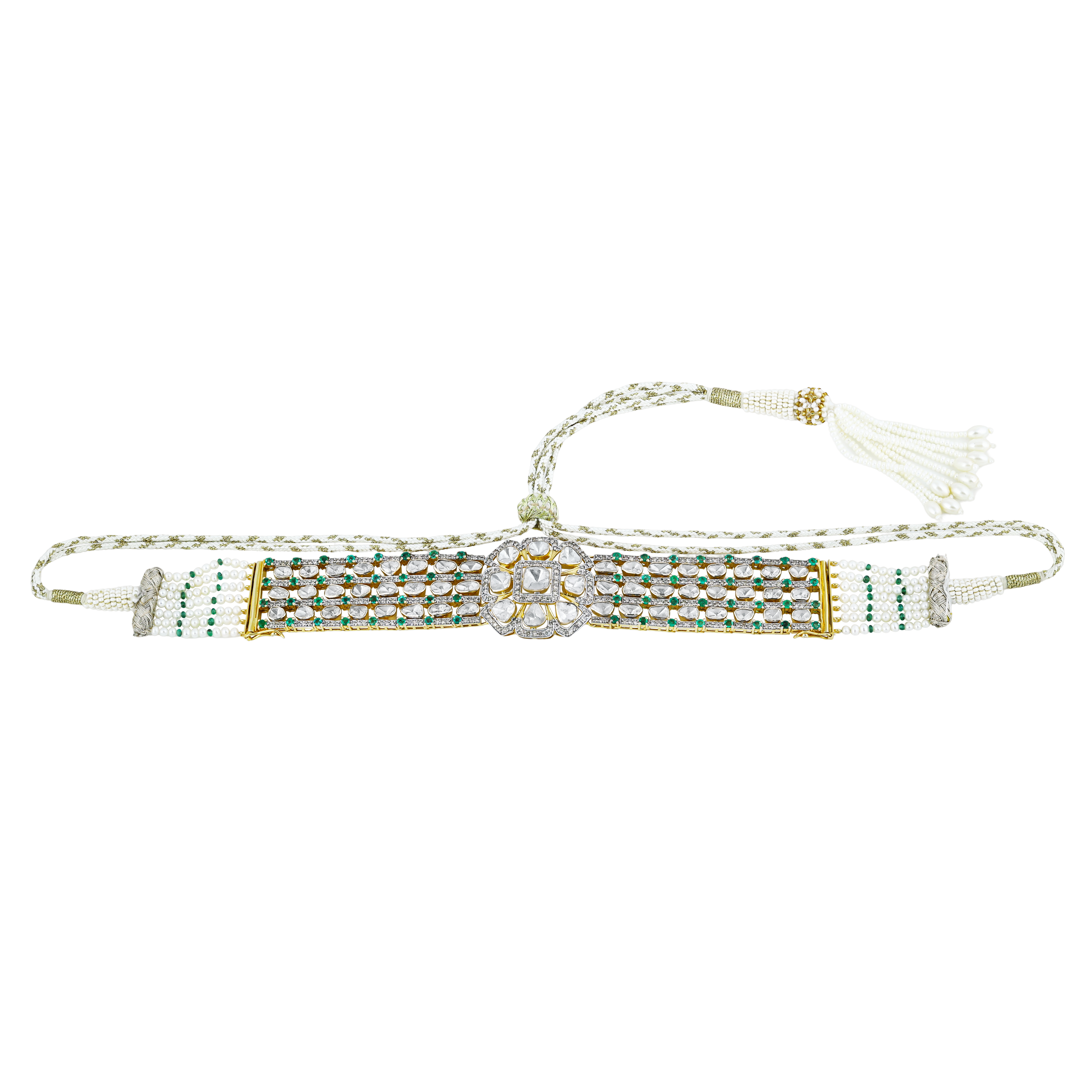 Convertible Bloom Bracelet Choker with diamonds and emeralds