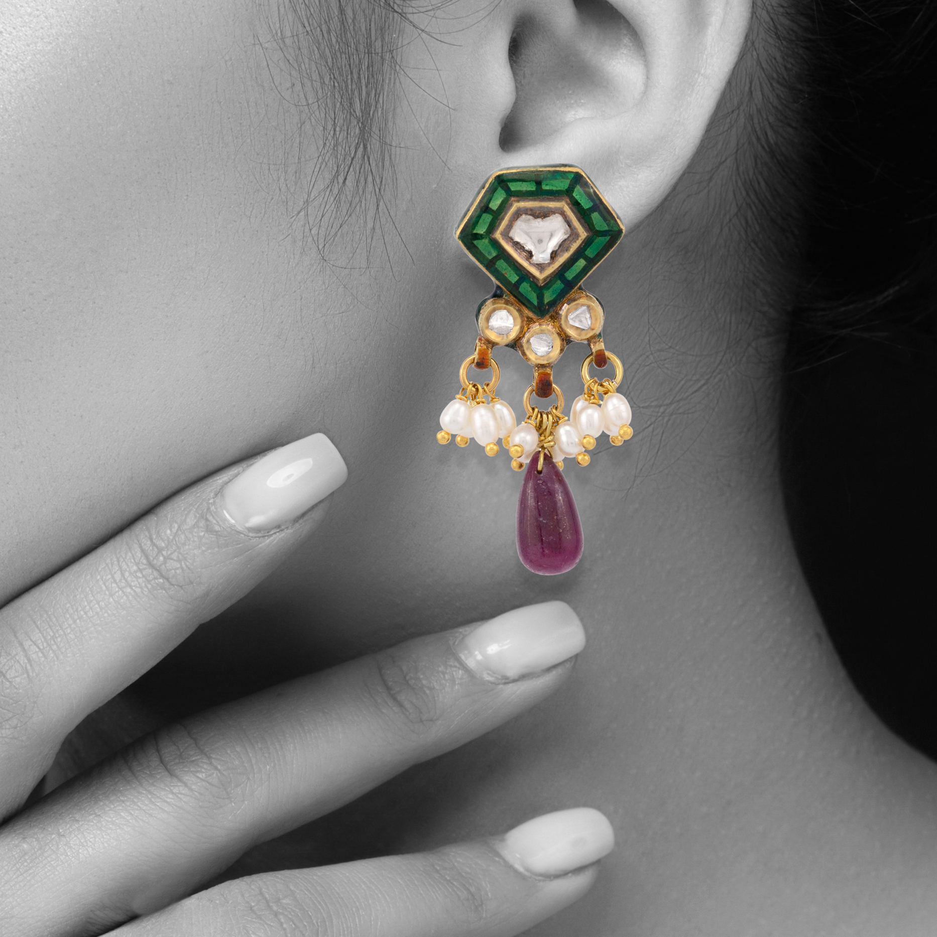 Earring with (SNO6772-KMNE3493) Necklace