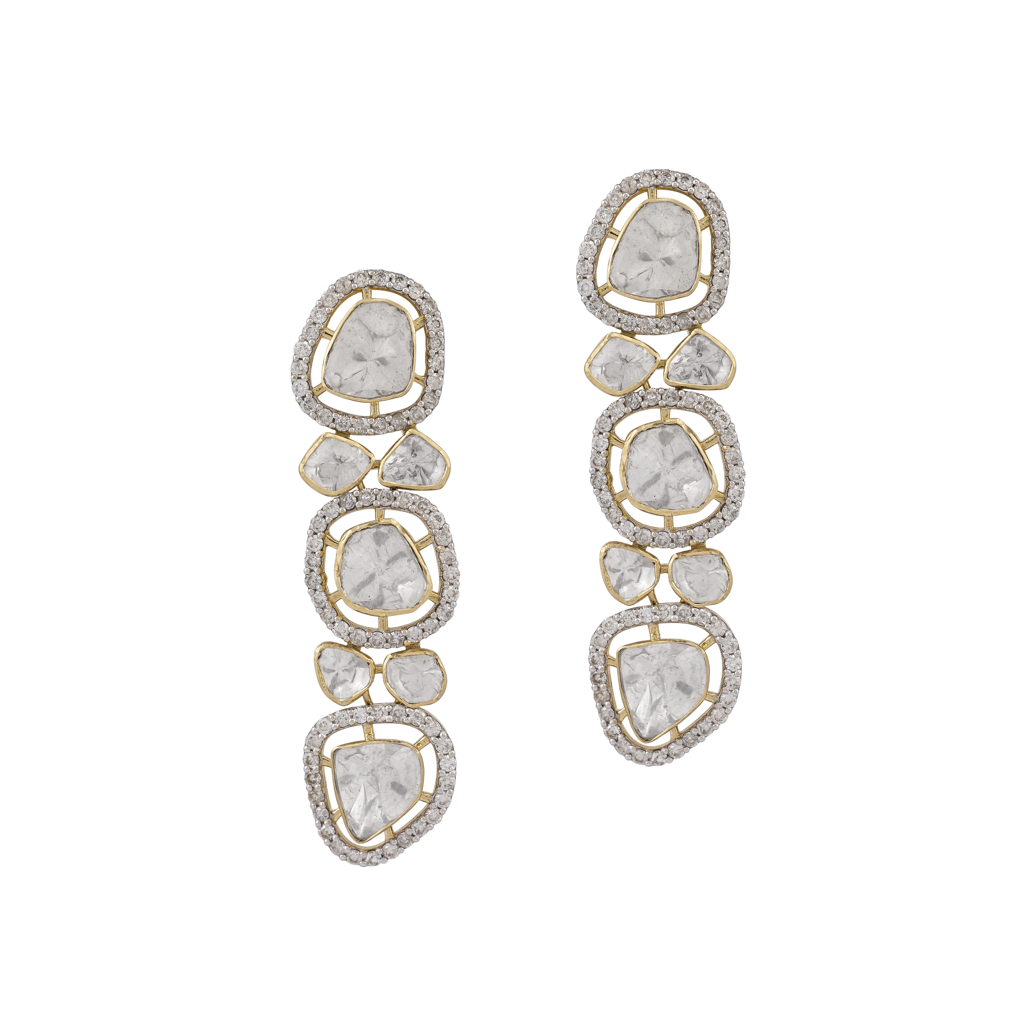 Open-Setting Polki Diamond Drop Earrings