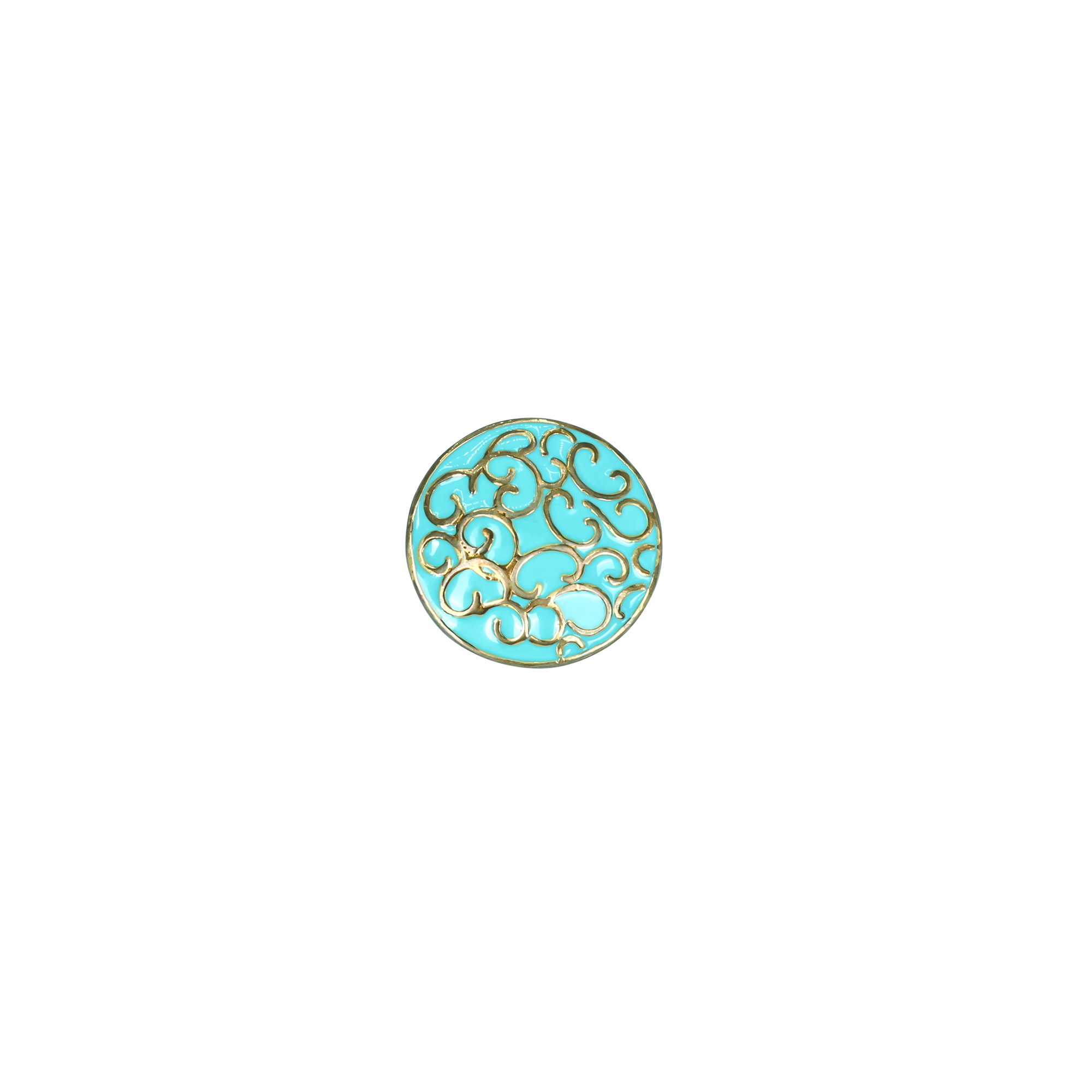 Men&rsquo;s Button with Blue Enamel and Gold Filigree