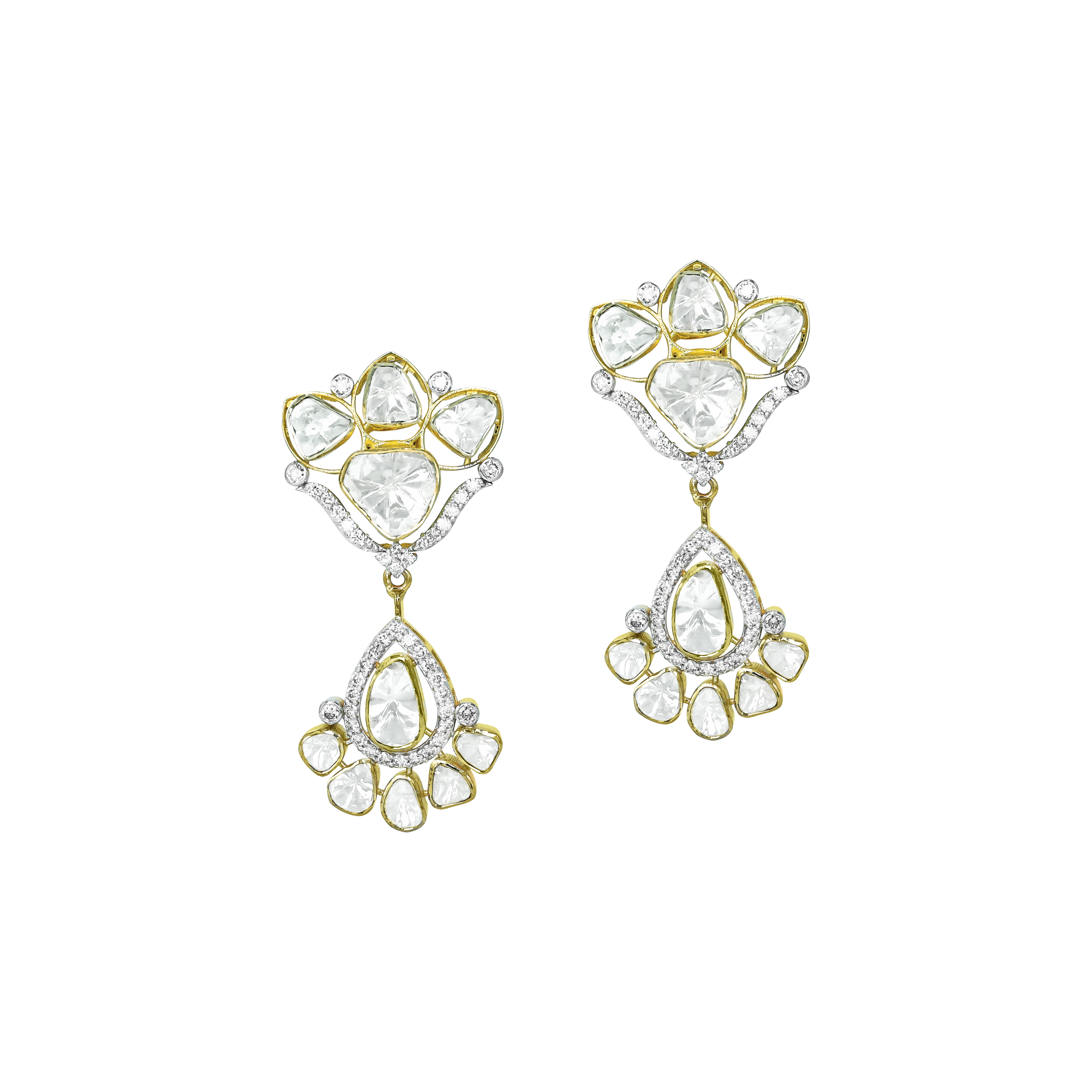 Floral Teardrop Polki Earrings