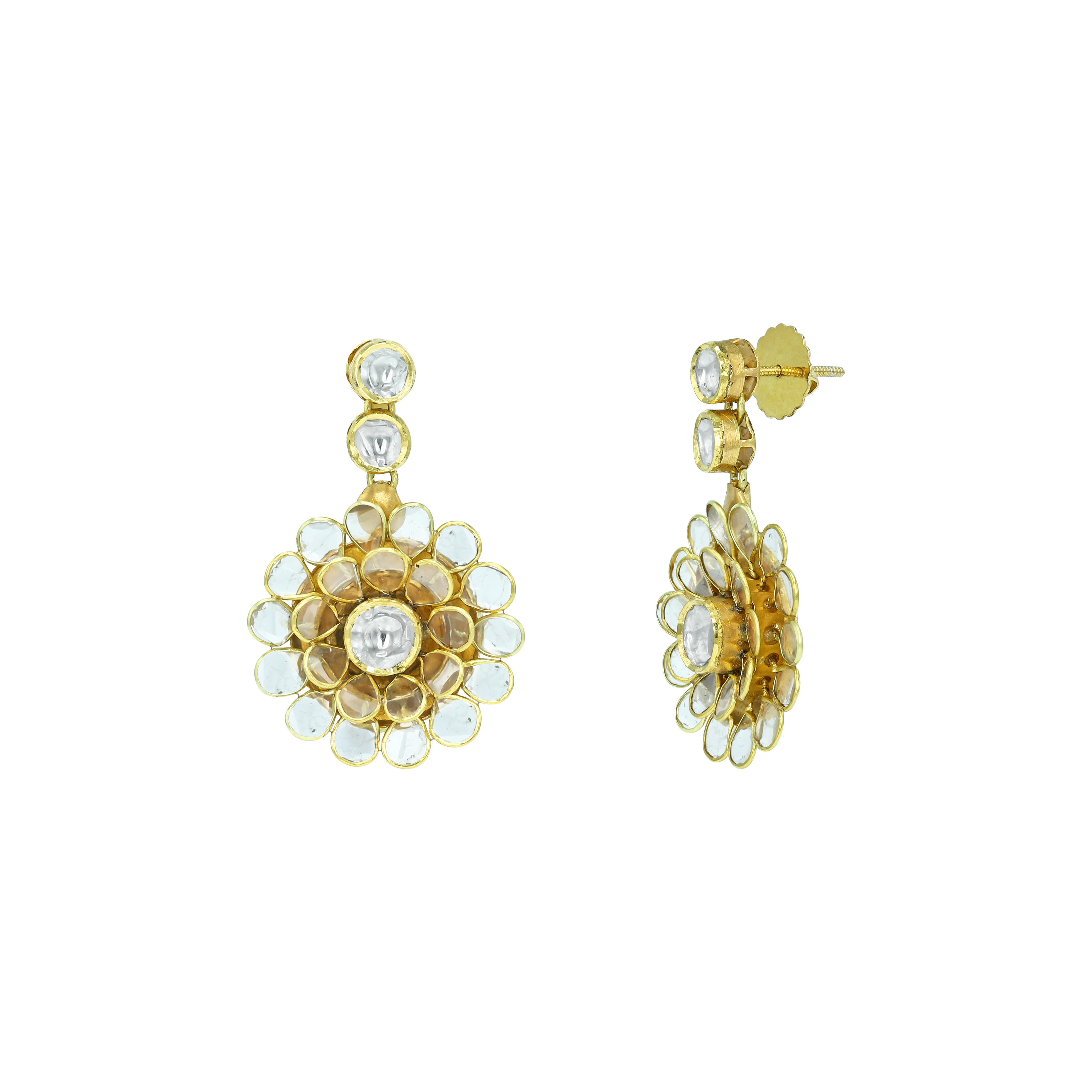 Floral Polki Pachi Earrings with Elegant Detailing