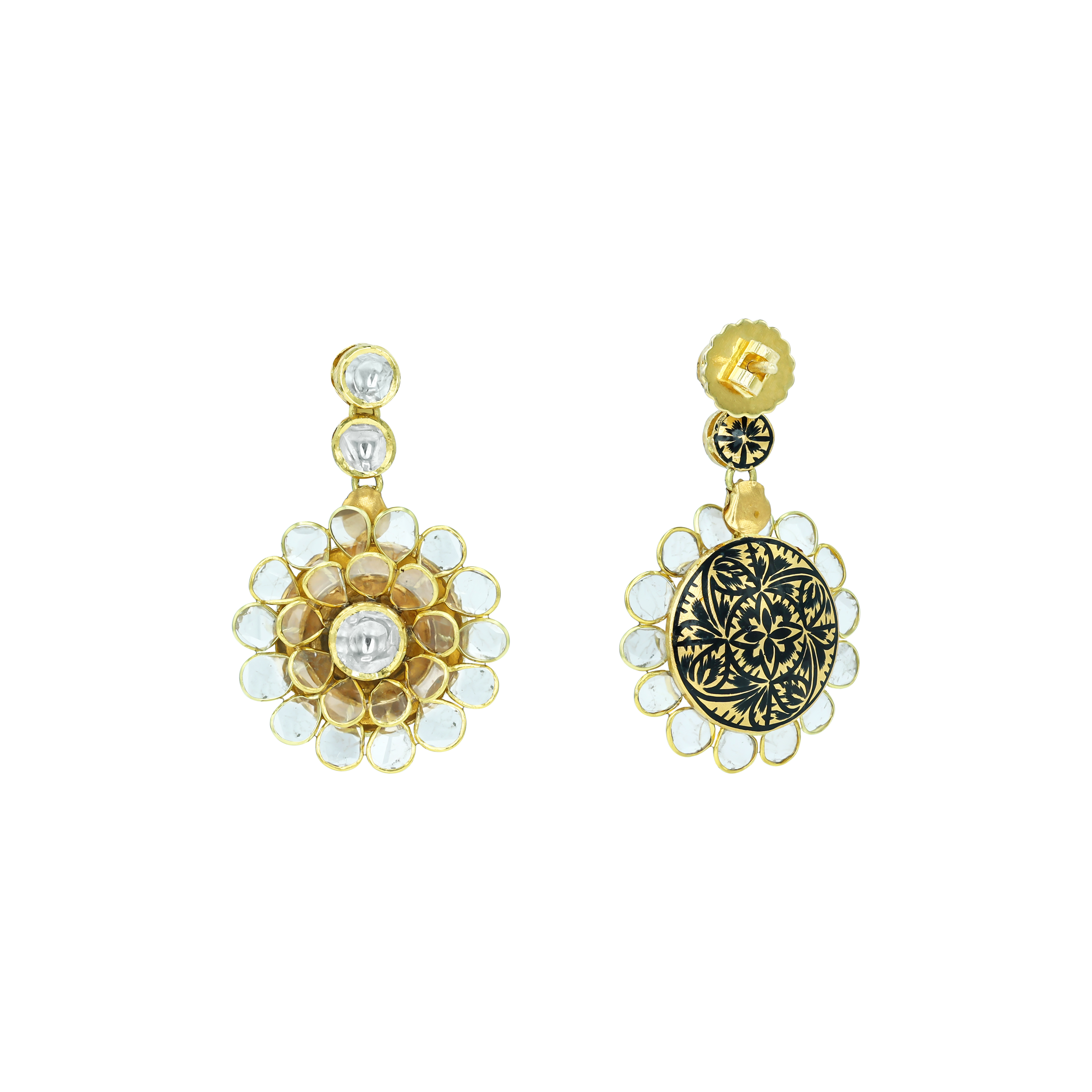 Floral Polki Pachi Earrings with Elegant Detailing