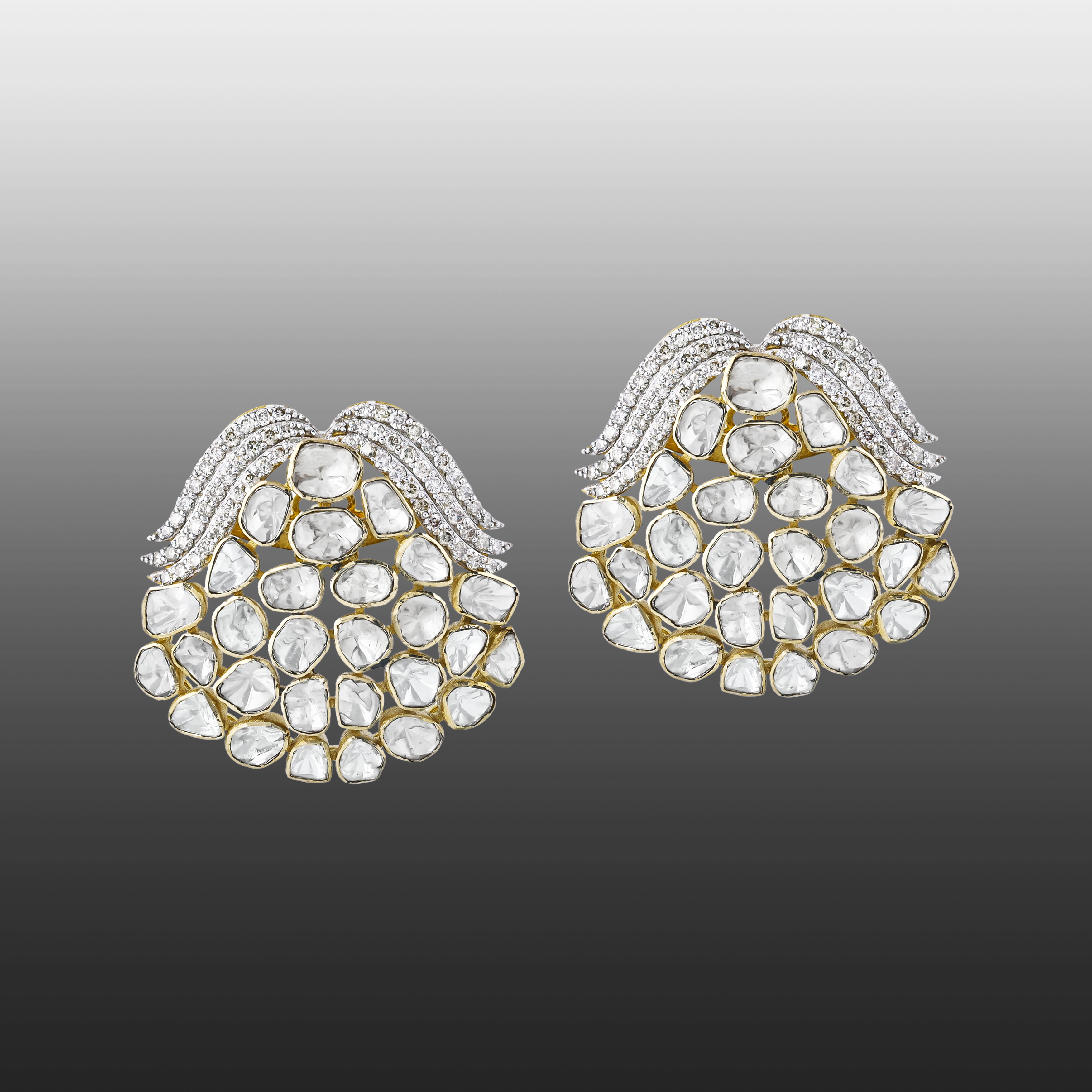 Polki Statement Earrings with Diamond Waves