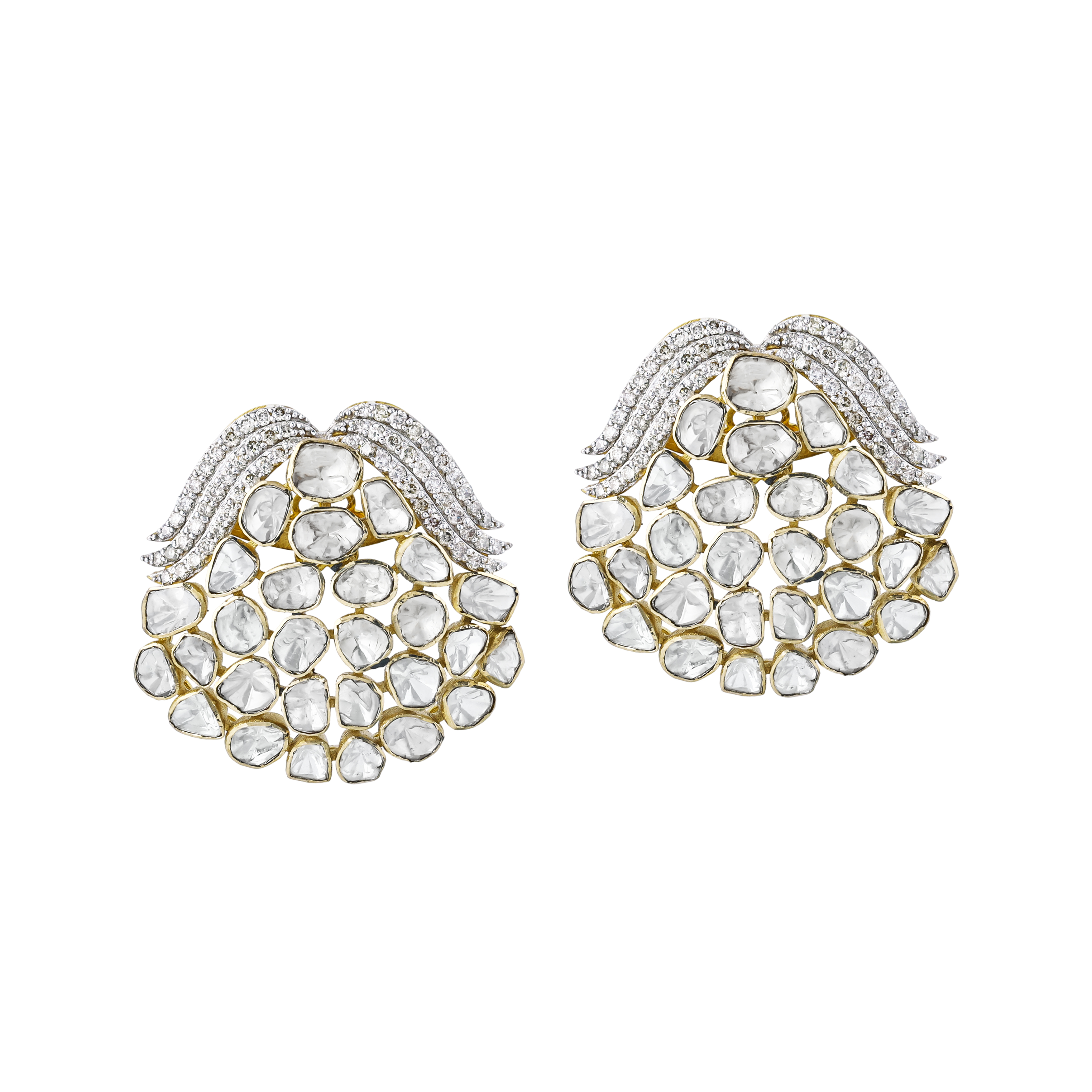 Polki Statement Earrings with Diamond Waves