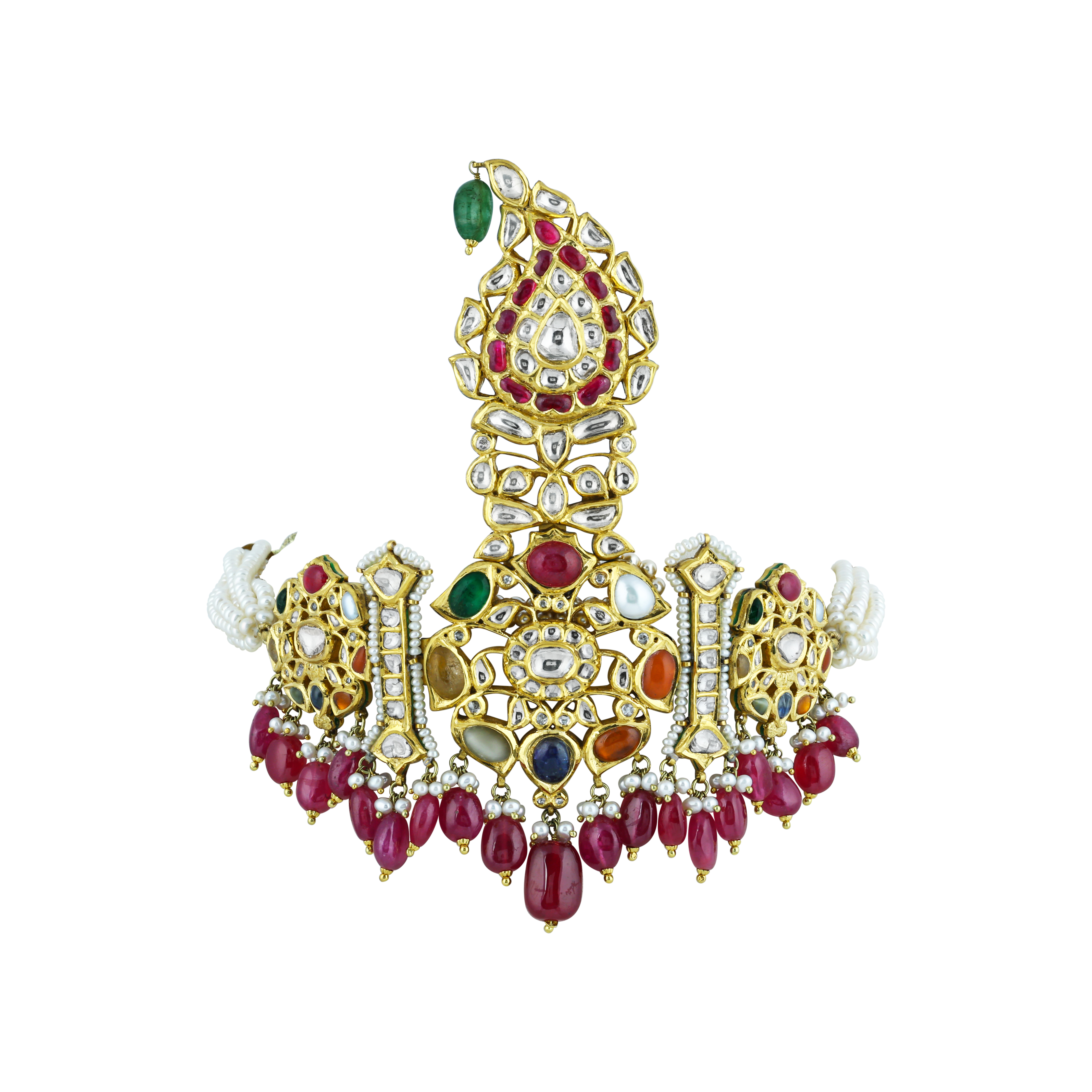 Versatile Navratan kalangi Choker with Multi Hues and Rubies