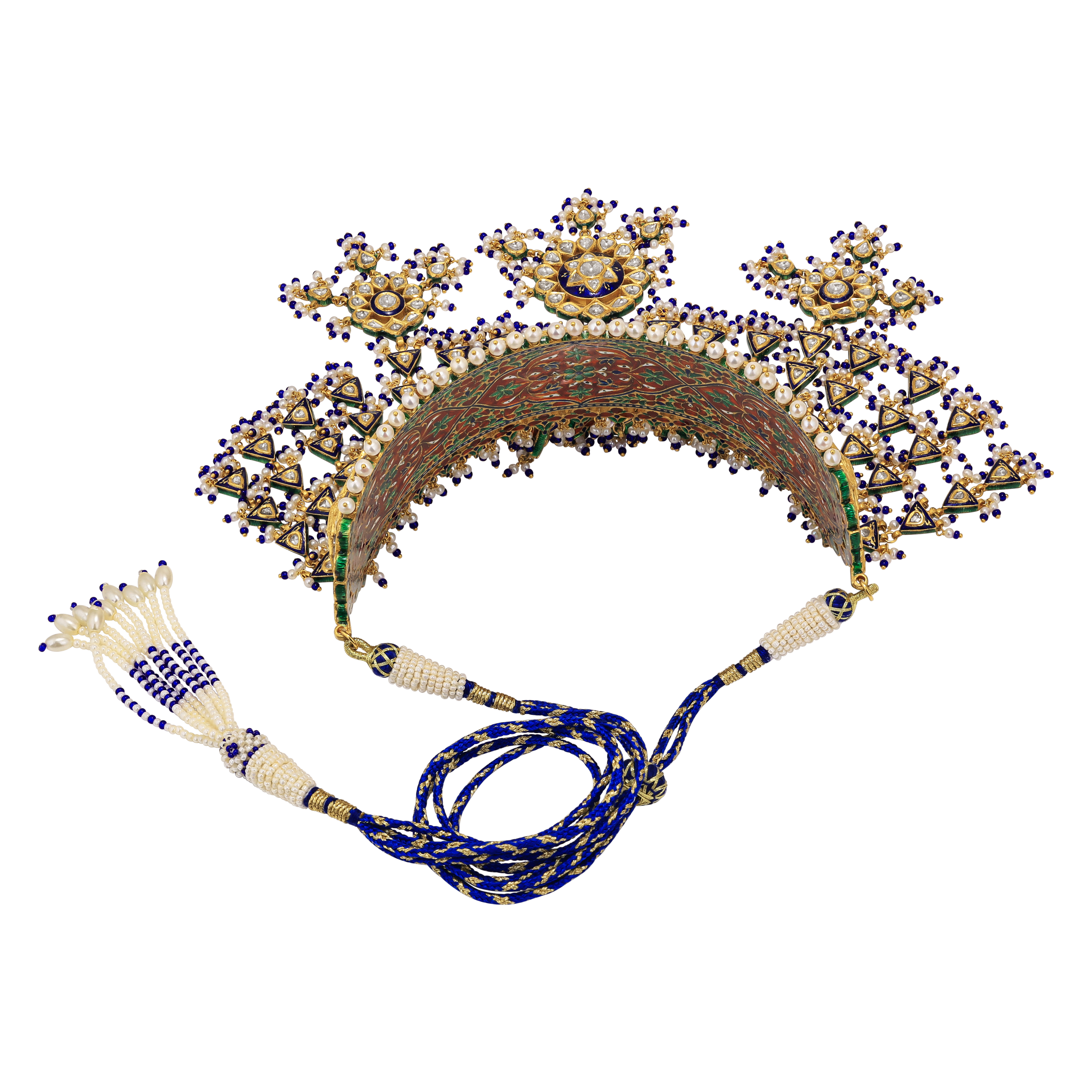 Blue Meenakari Choker with Triangular Polki Layers