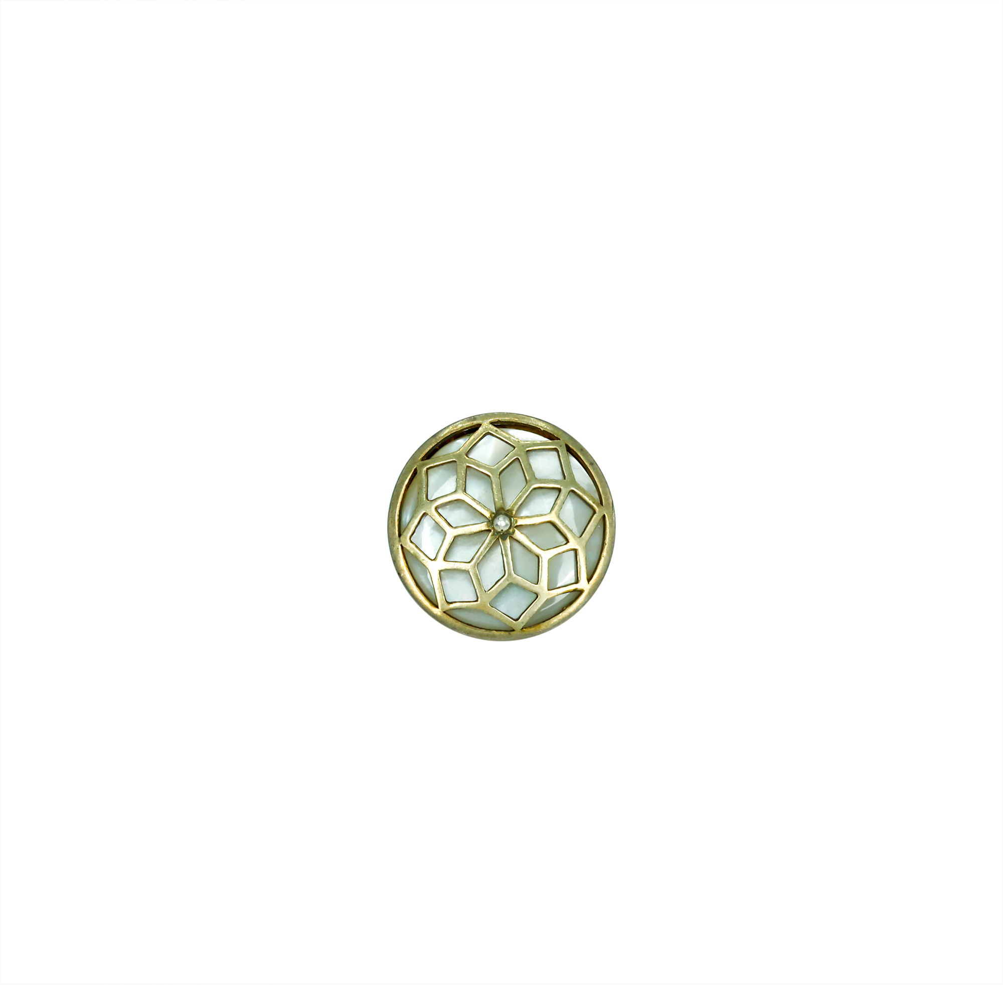 Men&rsquo;s Button with Gold Floral Design on Mother of Pearl