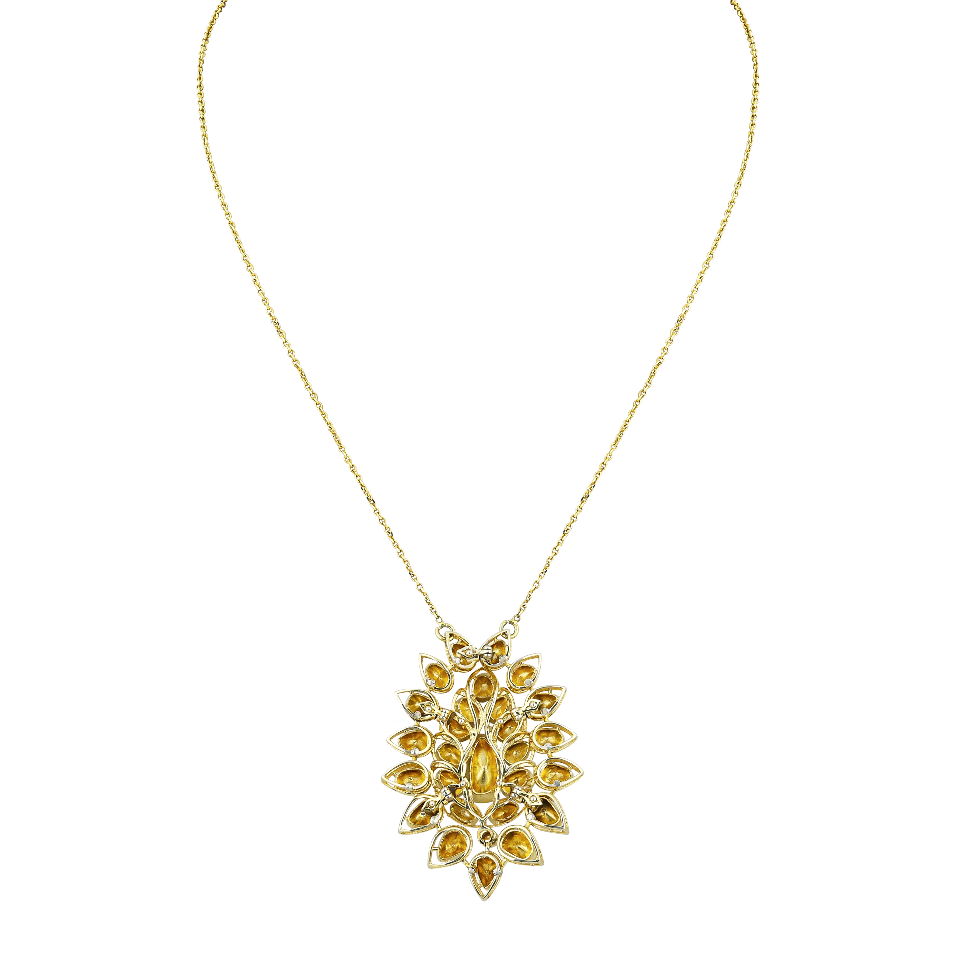 Floral Polki Pendant Set with Teardrop Open Polki on Sleek Chain