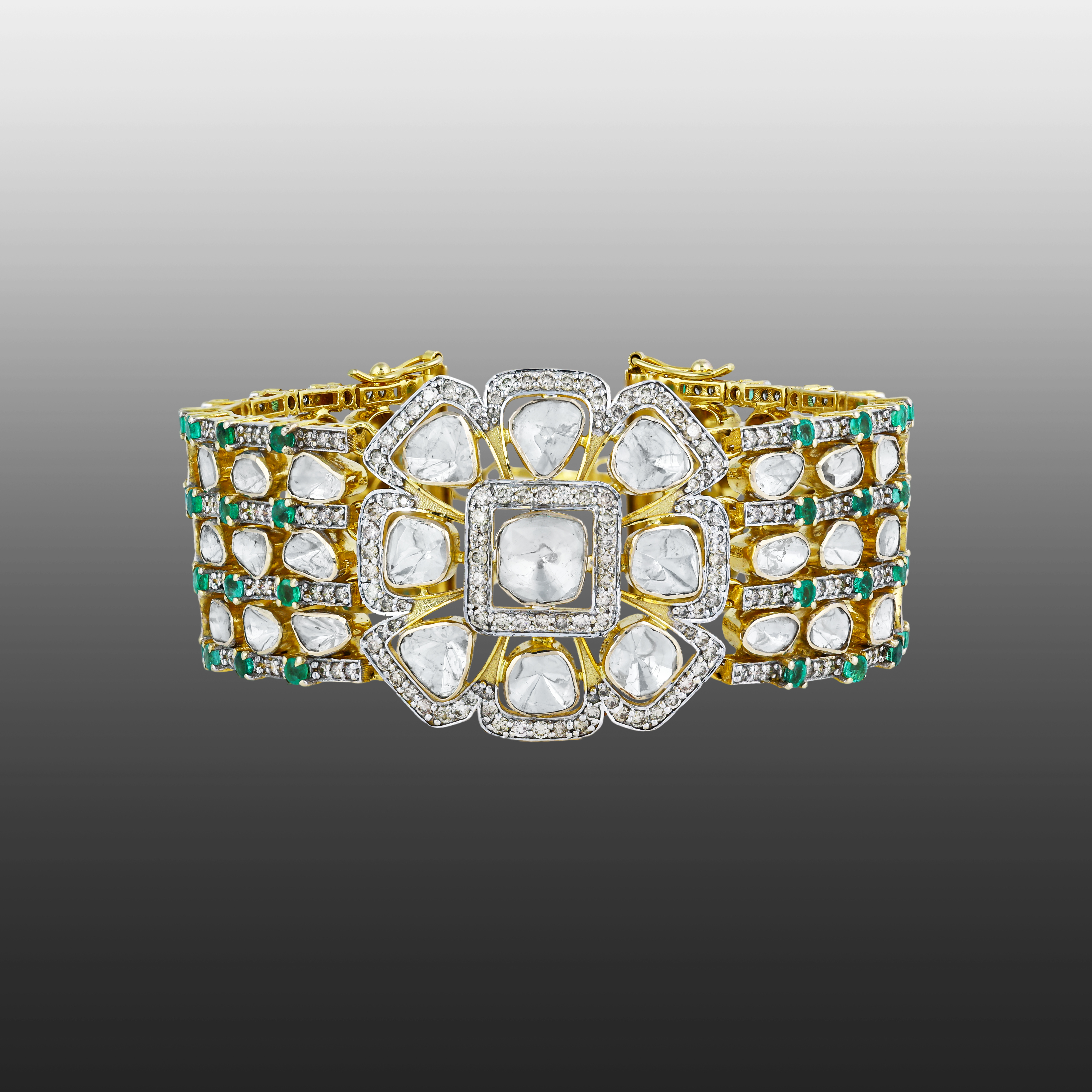 Versatile Choker Cum Bracelet with Polki and Emerald Accents