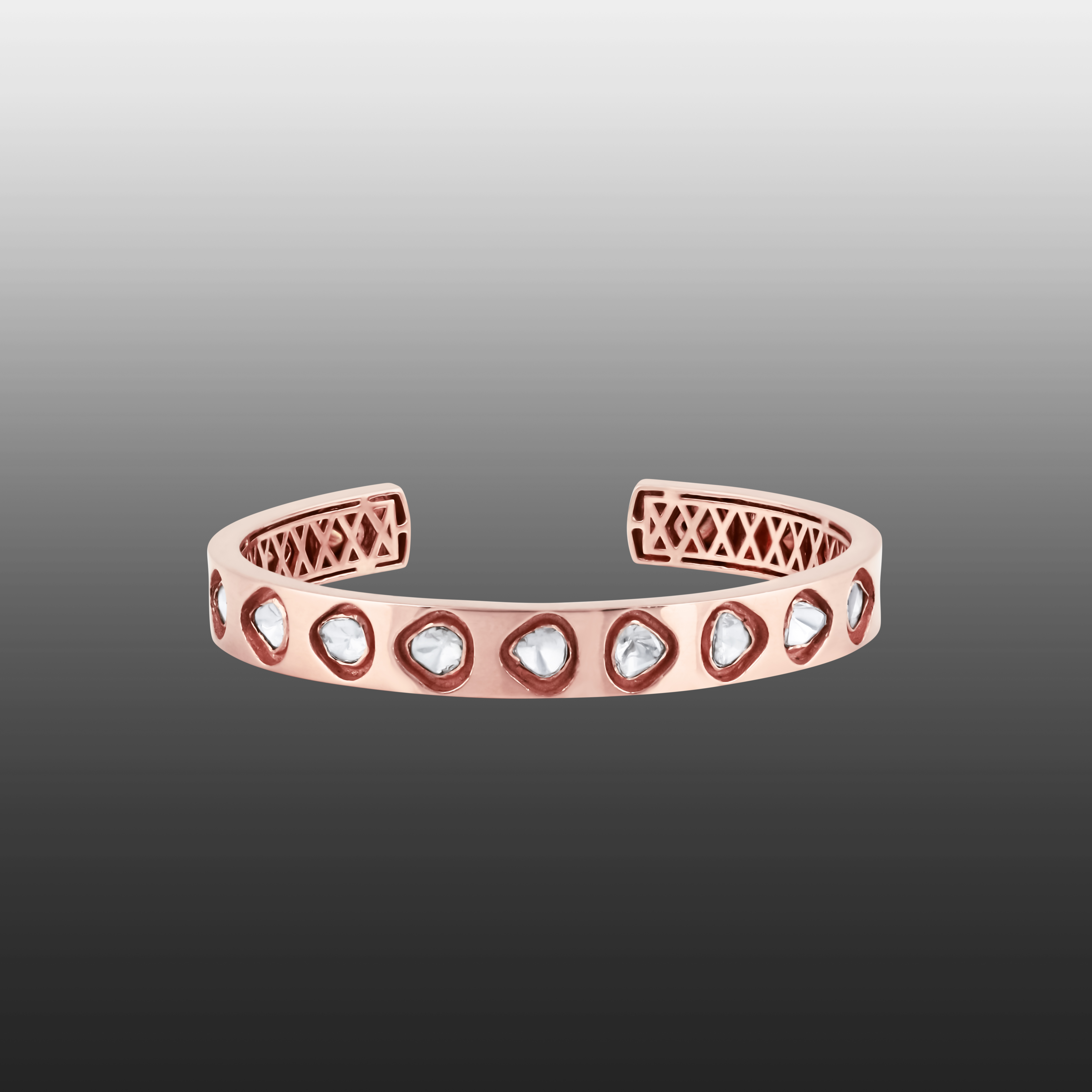 Rose Gold Open Cuff-Bangle with Polkis