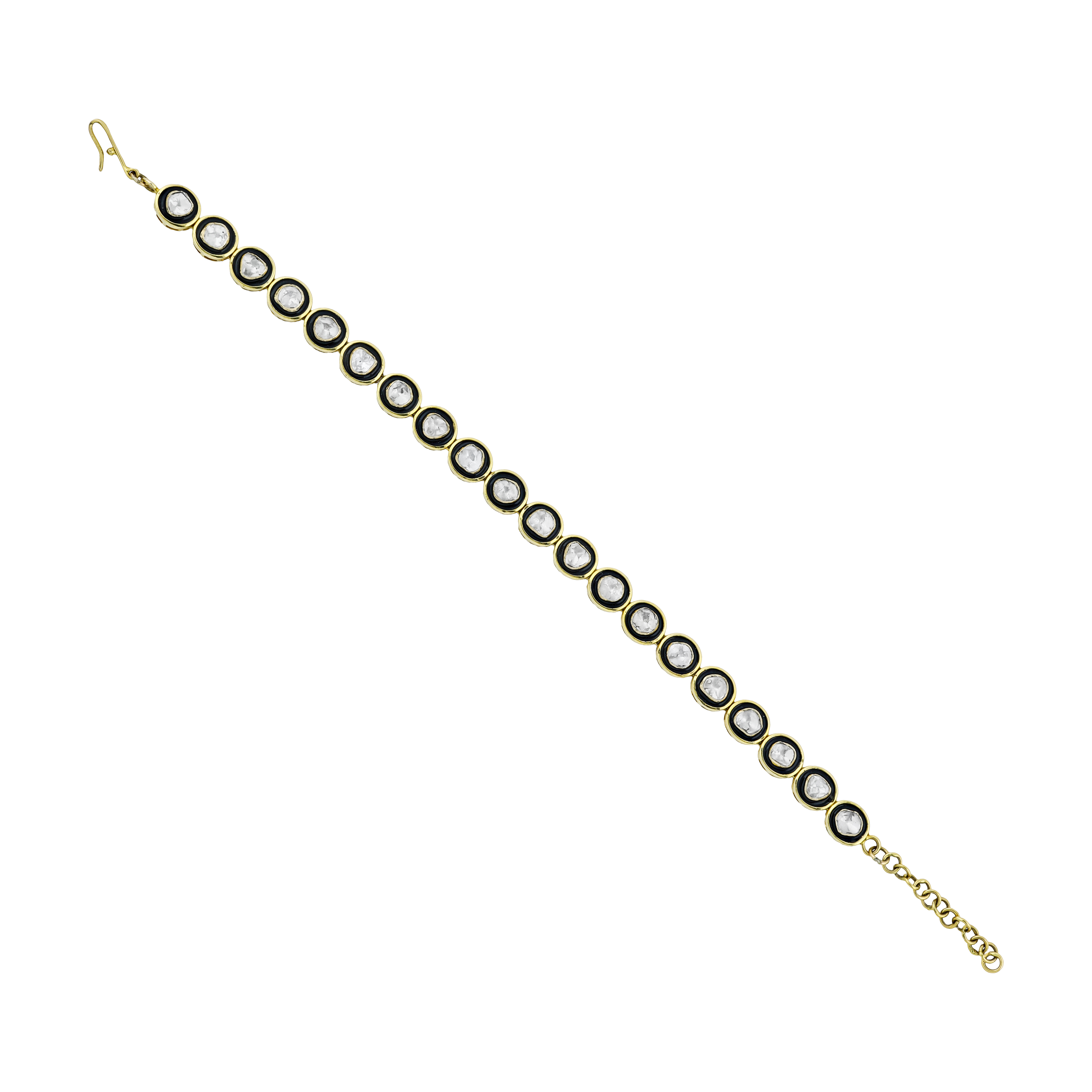Polki Bracelet with Black Enamel Border