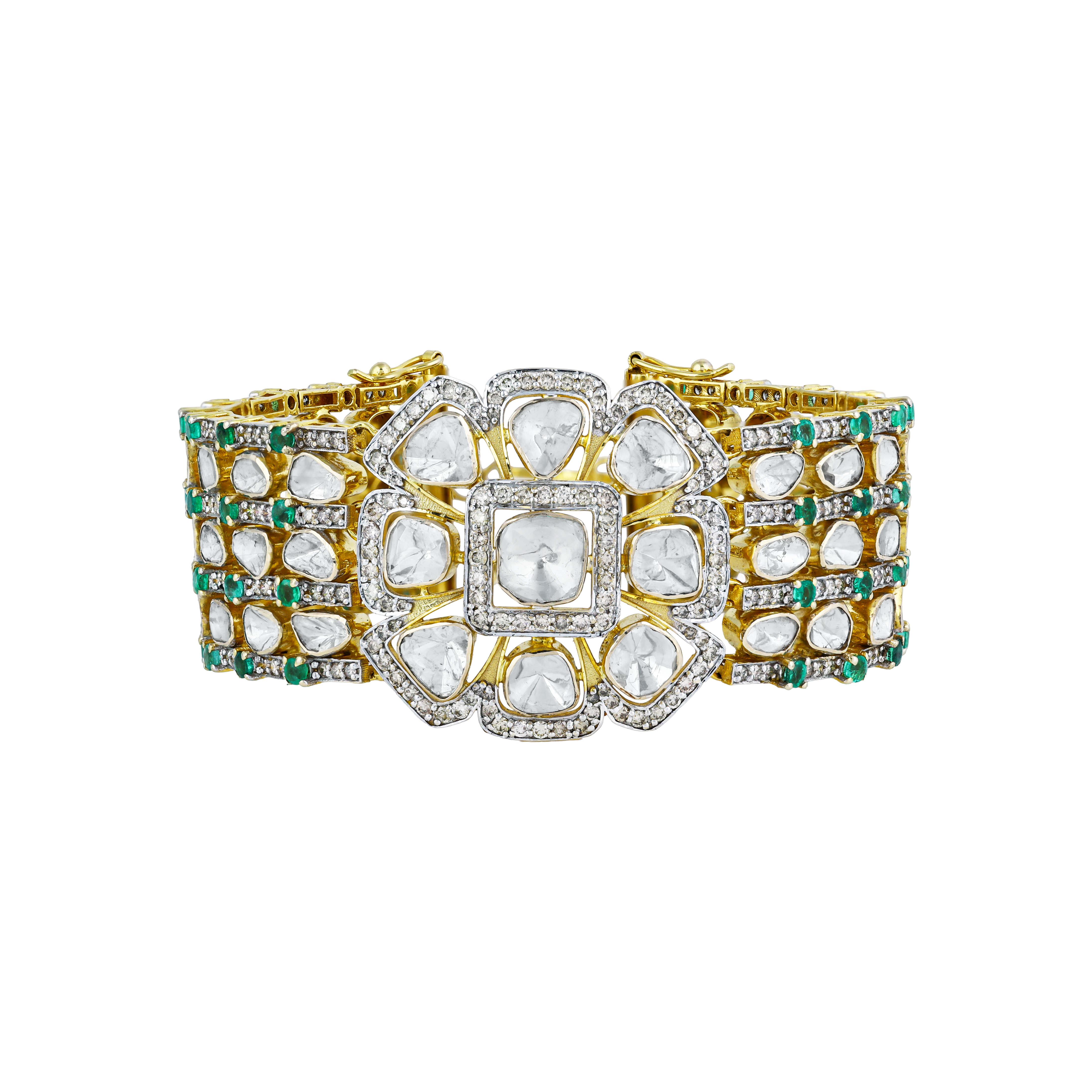 Convertible Bloom Bracelet Choker with diamonds and emeralds