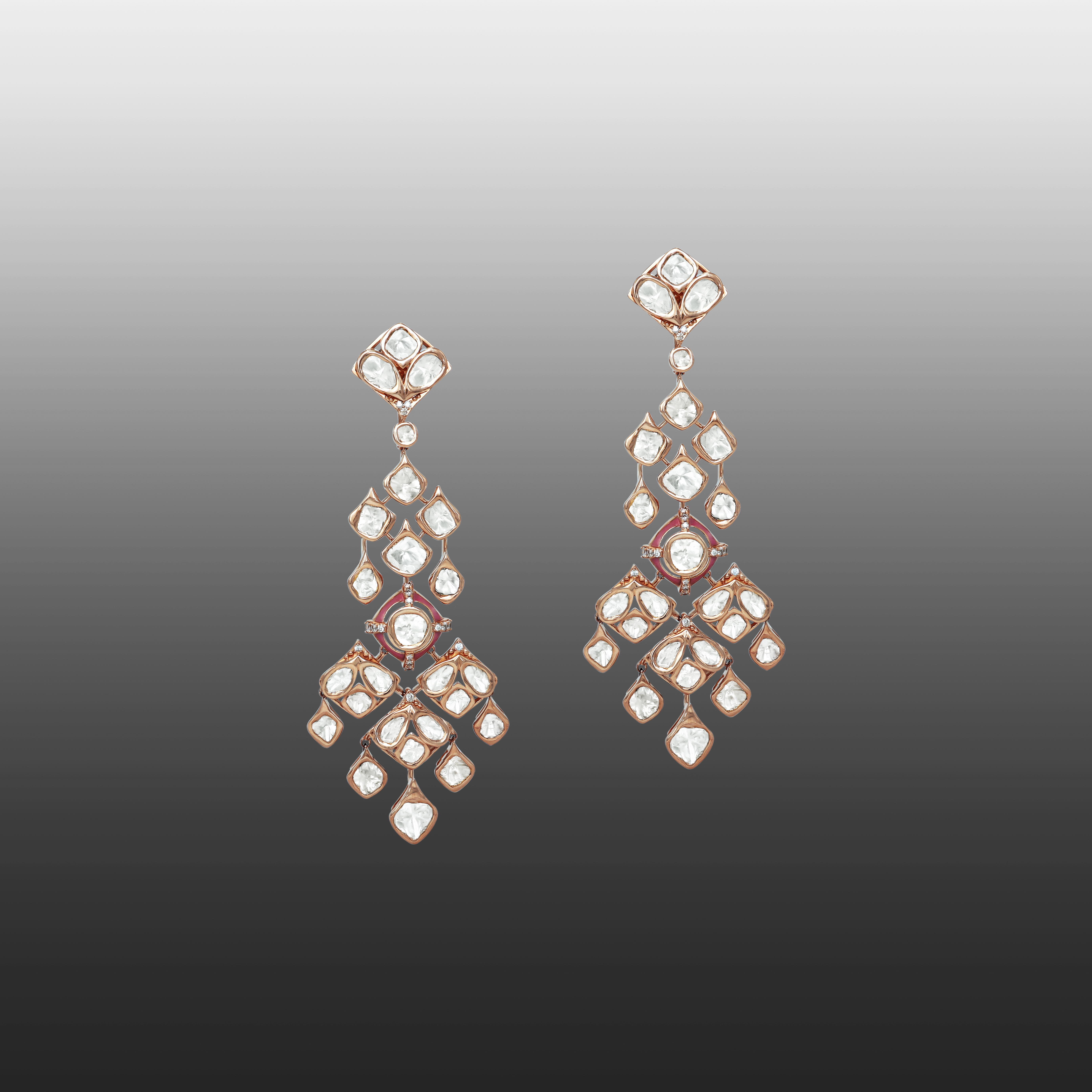 Polki Necklace Set with Pink Enamel Intricate work