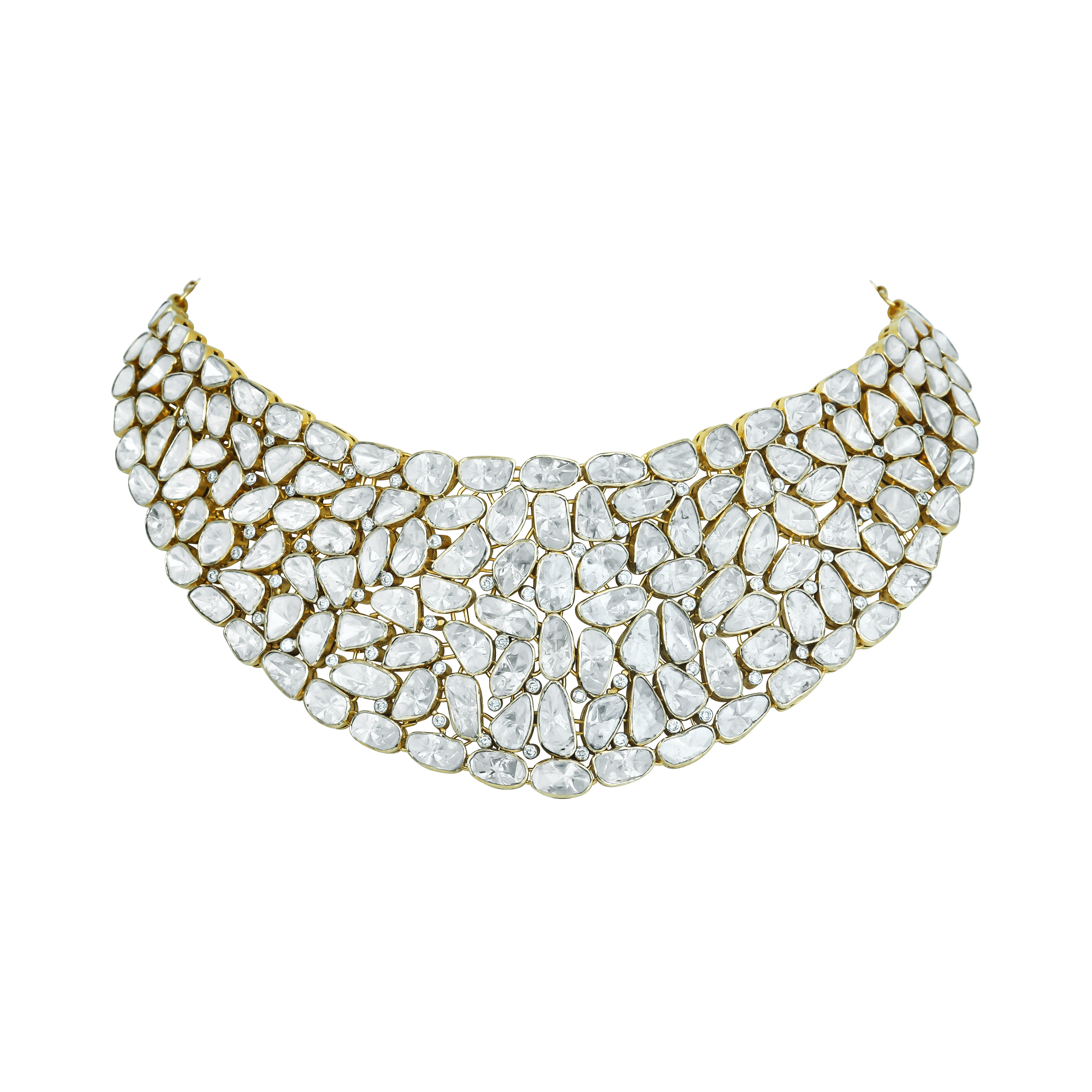 Open Polki Collar Necklace with Adjustable Back Chain