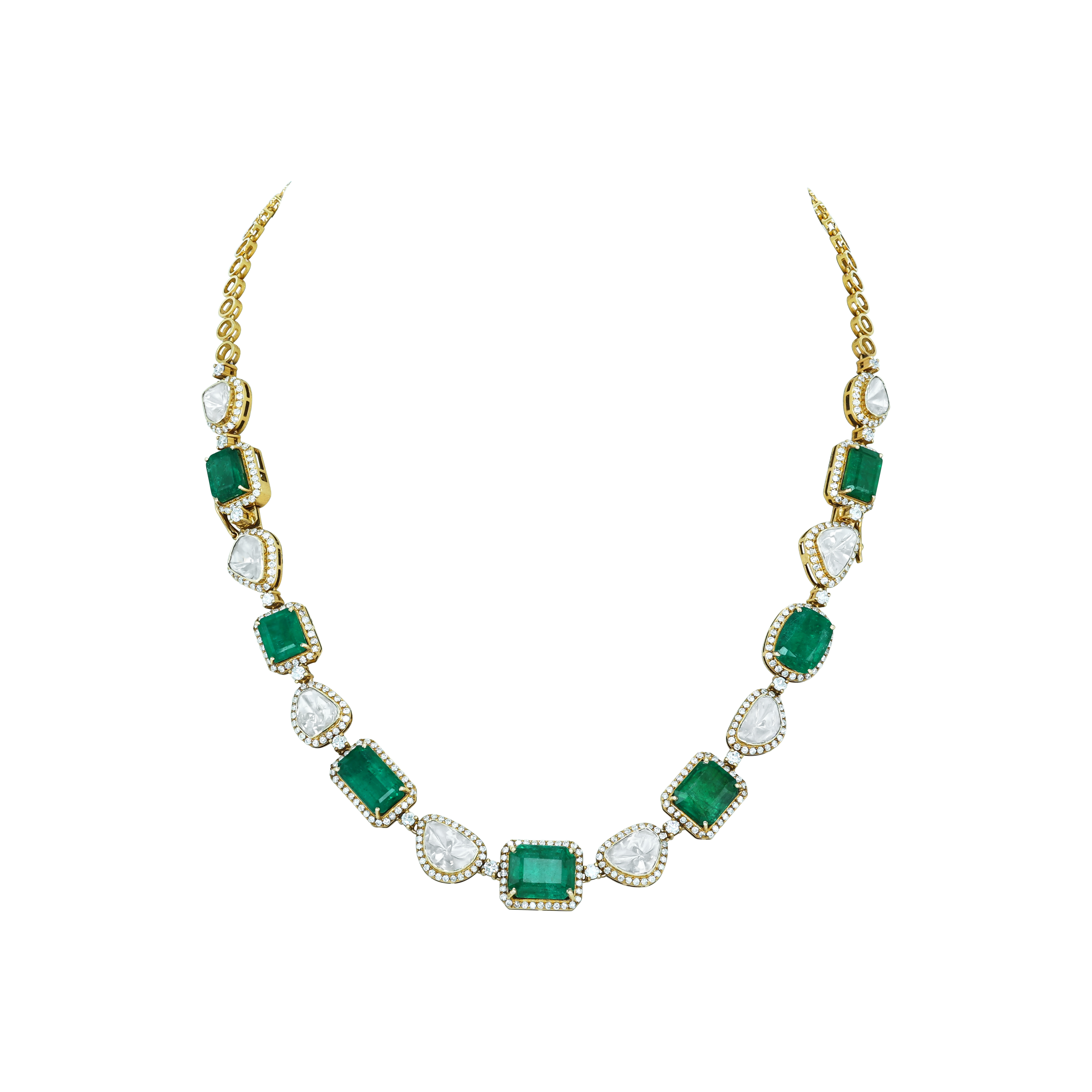 Emerald and Polki Bracelet/Necklace with Versatile Design