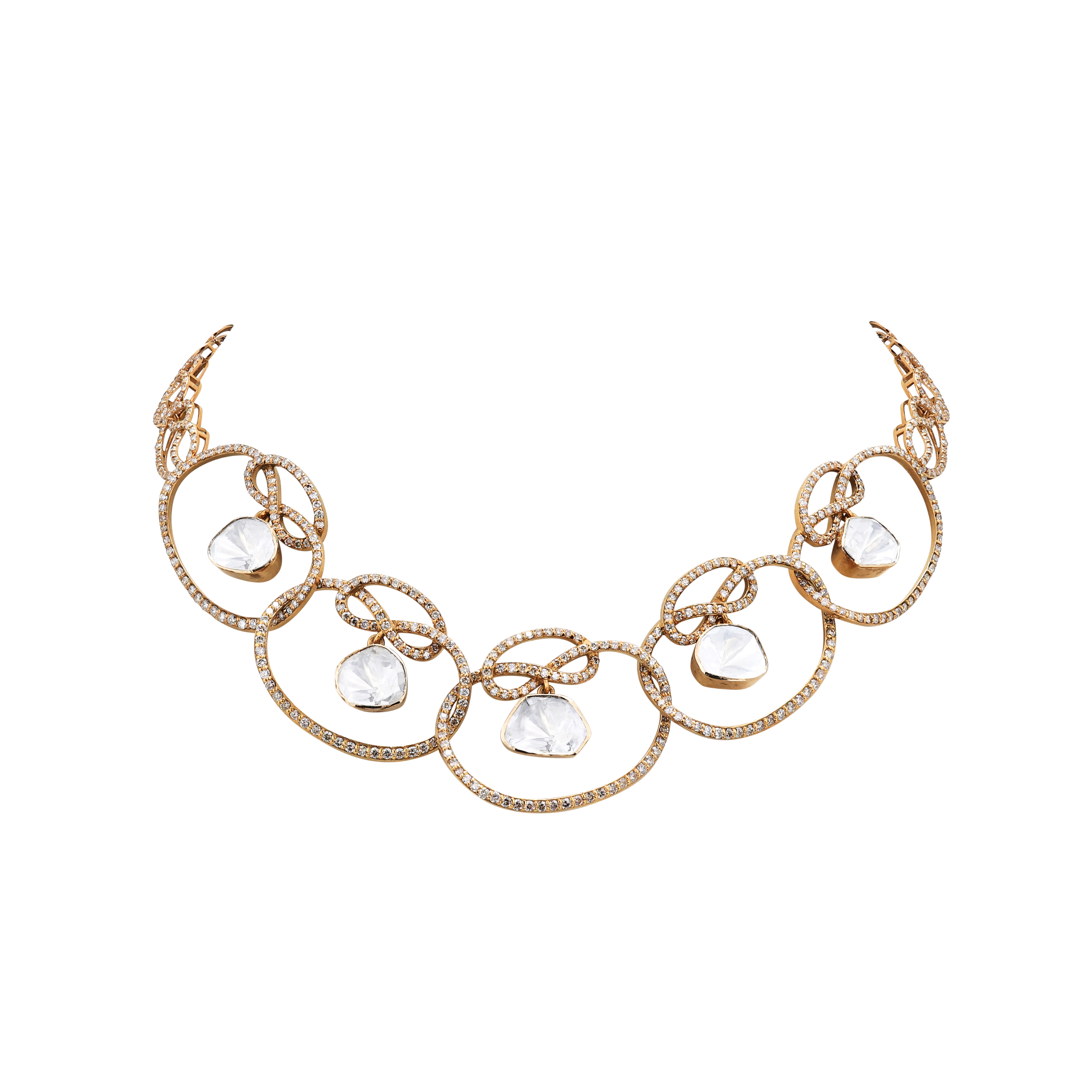 Antique Polki Drop Interlinked Necklace