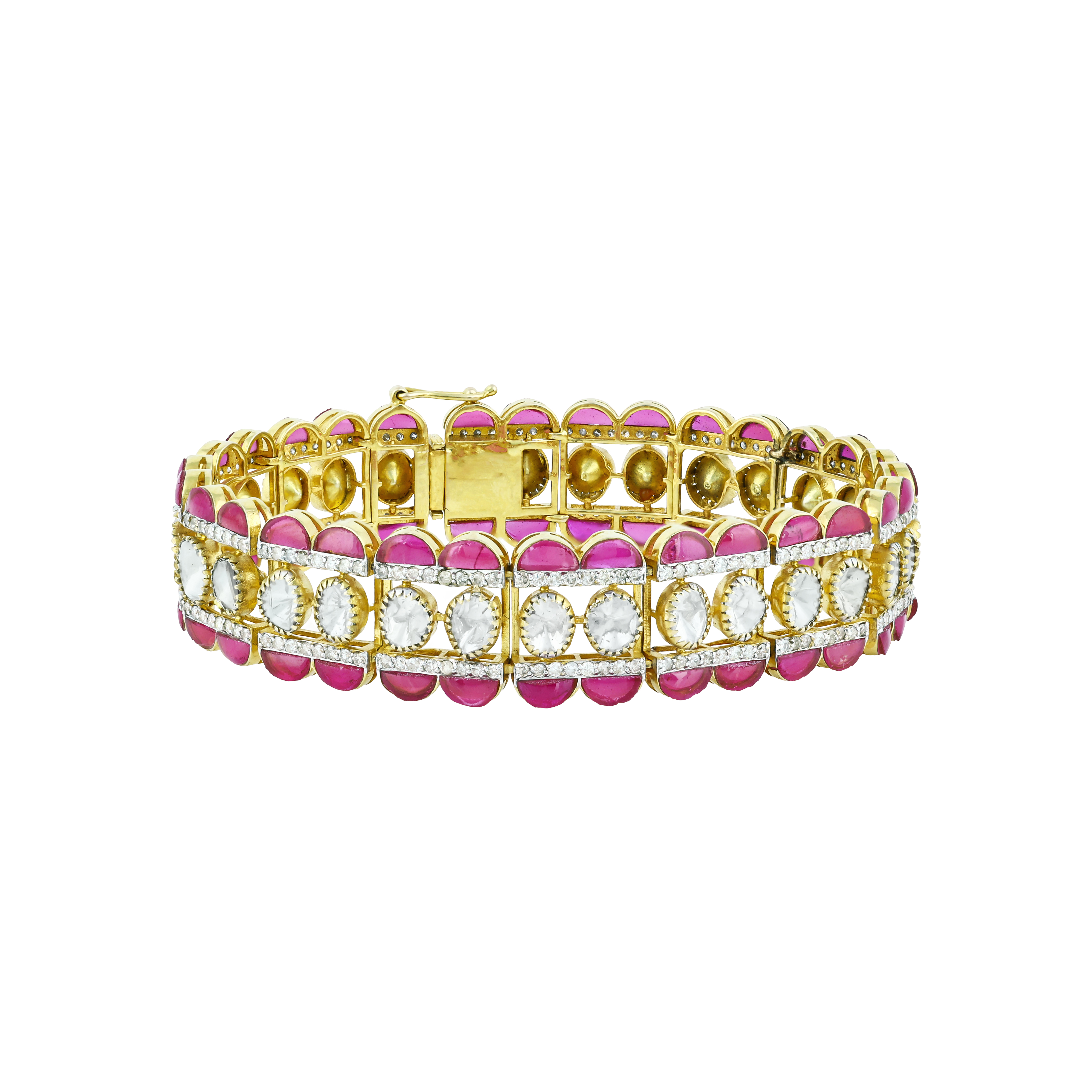 Geometric Polki Bracelet with Red Talaf