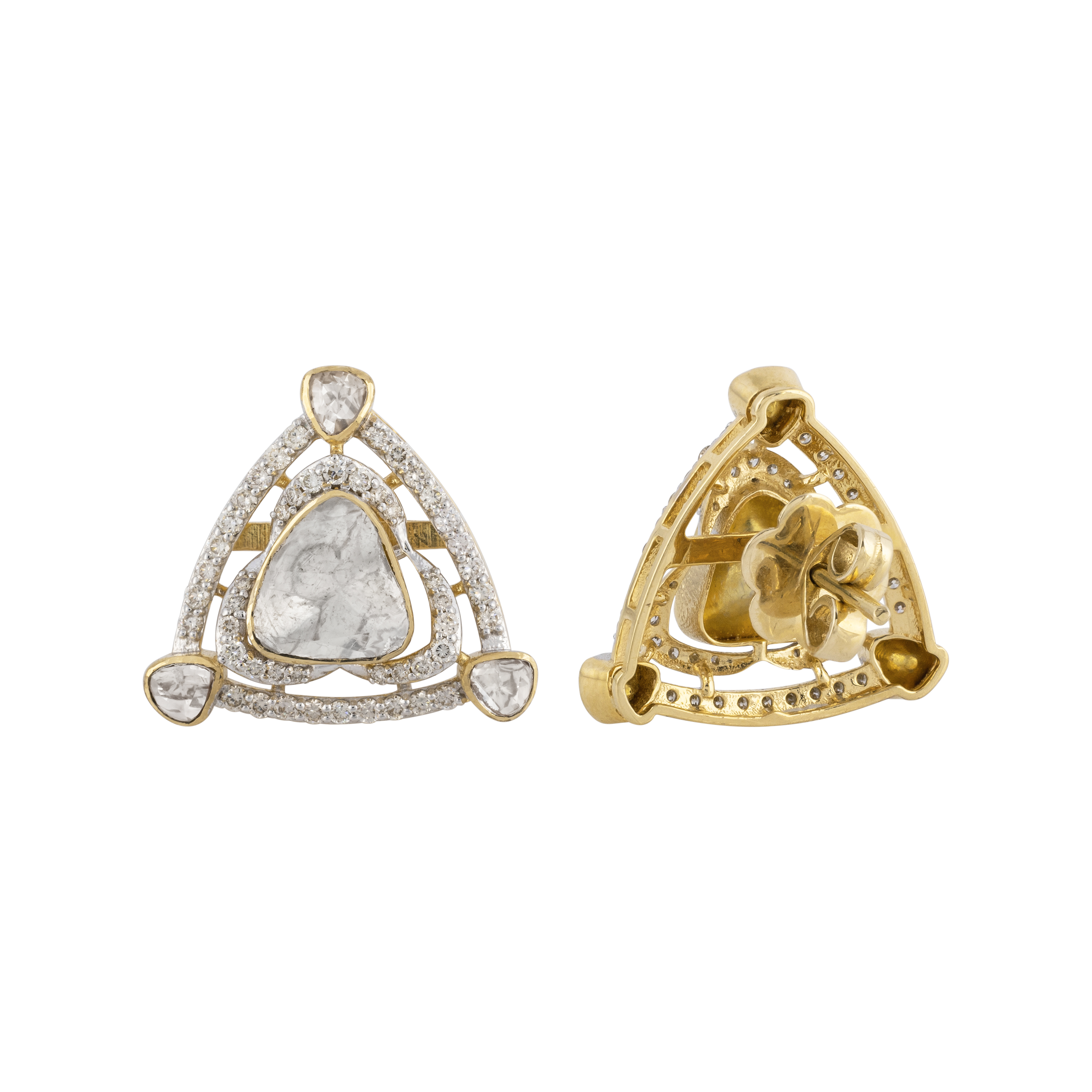 Diamond Polki Triangular Earrings