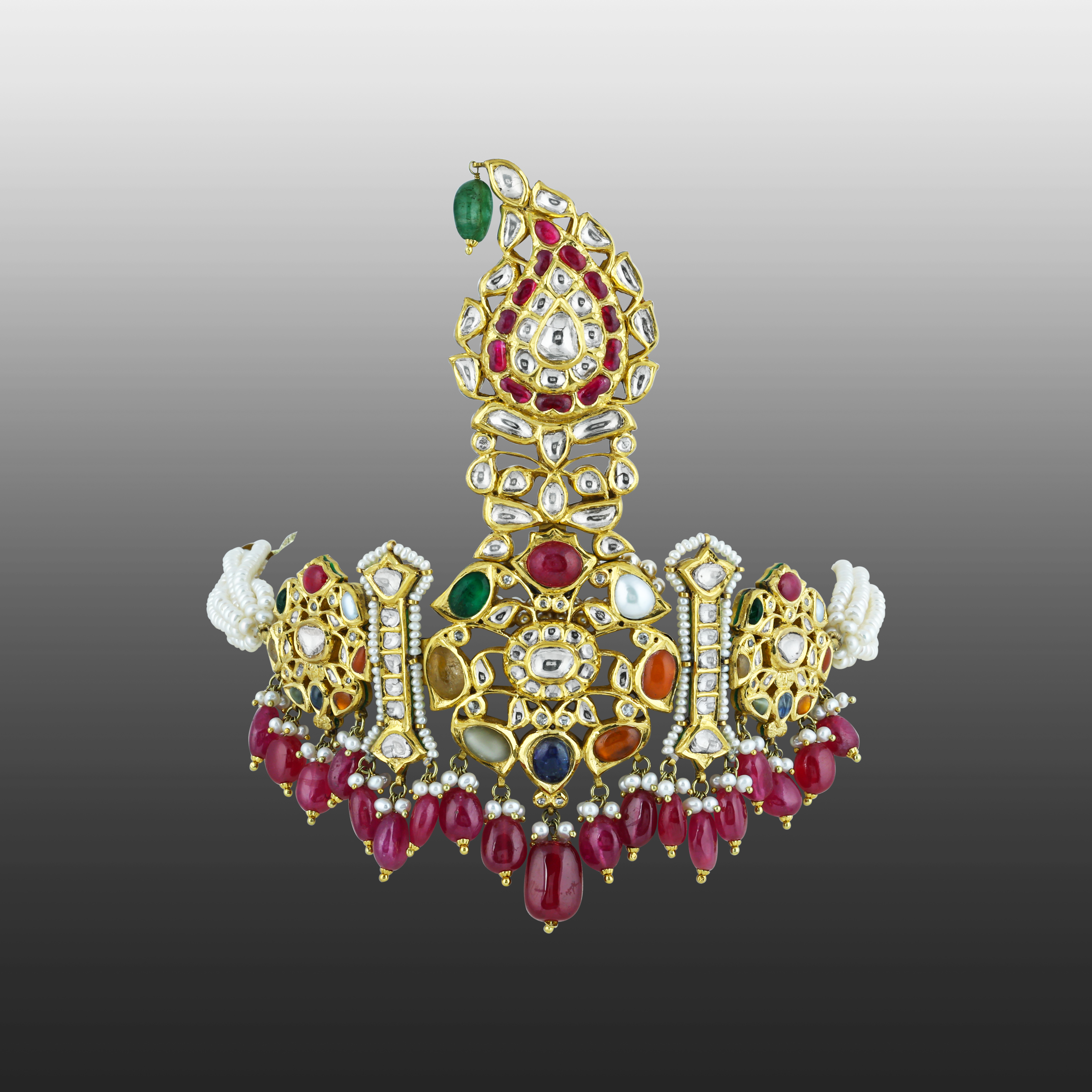 Versatile Navratan kalangi Choker with Multi Hues and Rubies