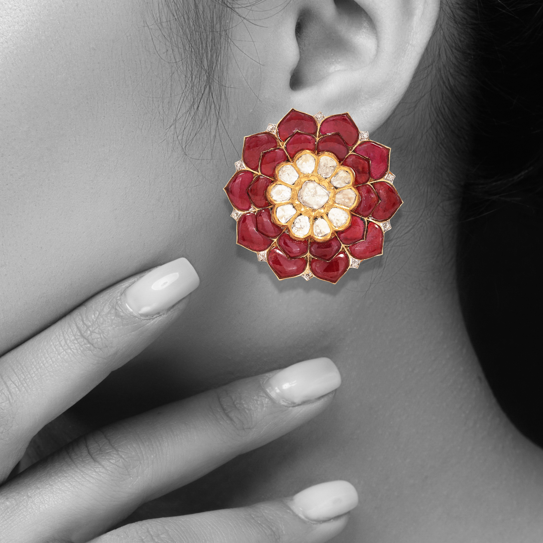 Ruby Talaf Floral Studs